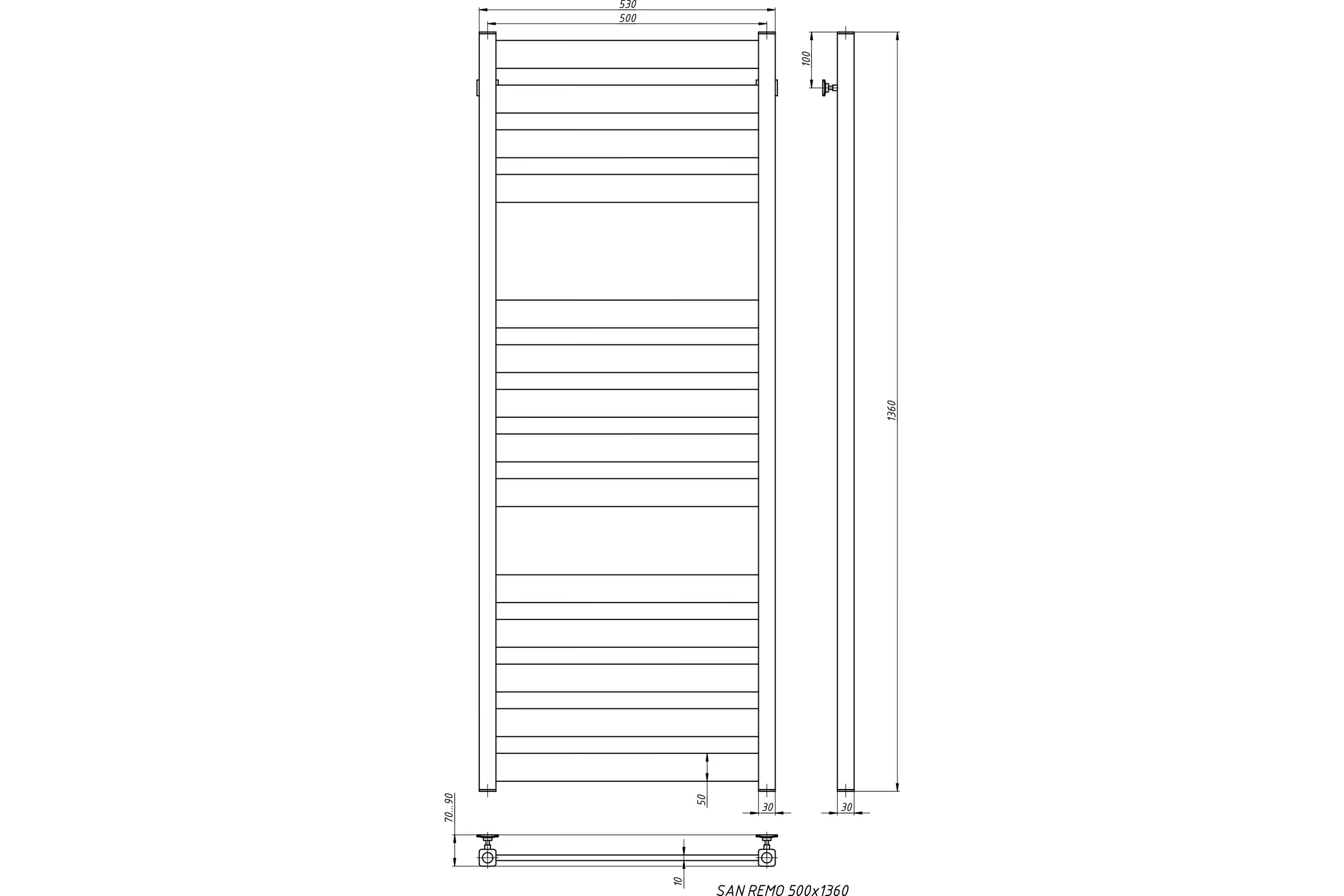 Водяной полотенцесушитель STINOX San Remo Luxe SAN140L