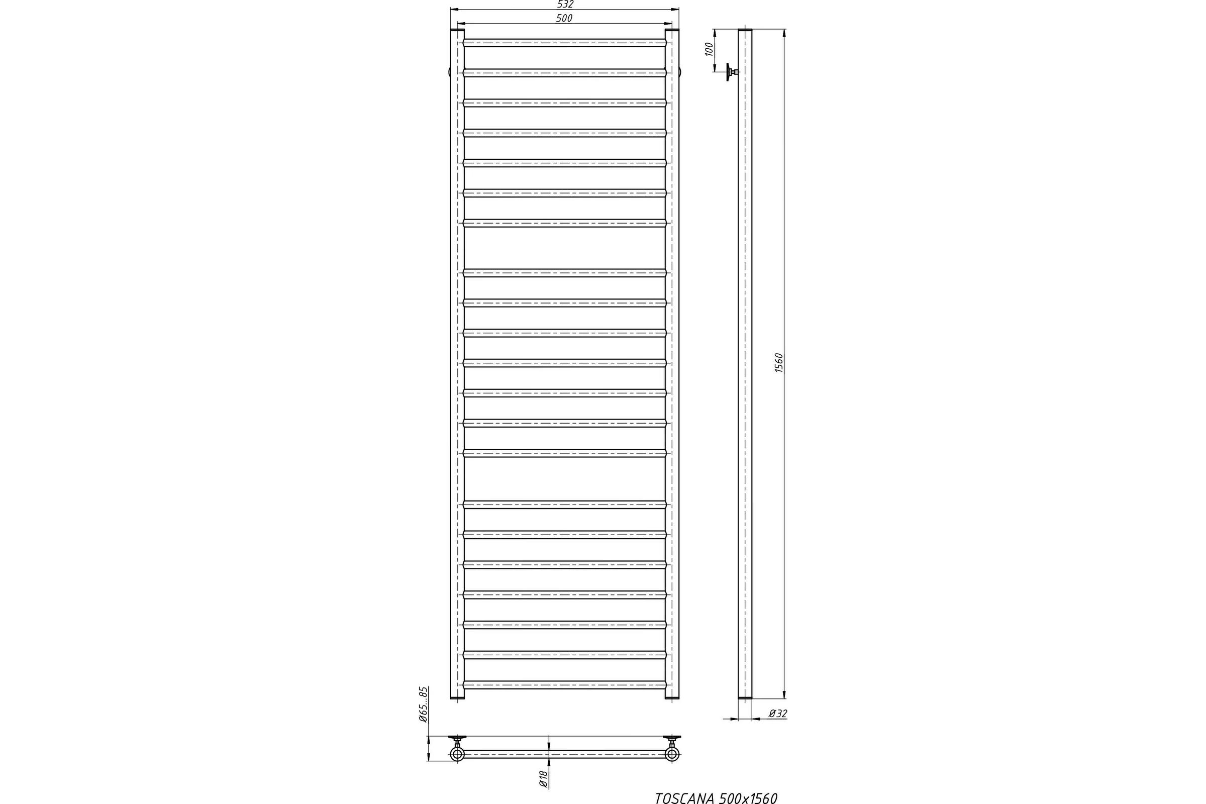 Водяной полотенцесушитель STINOX Toskana Luxe TOS160L