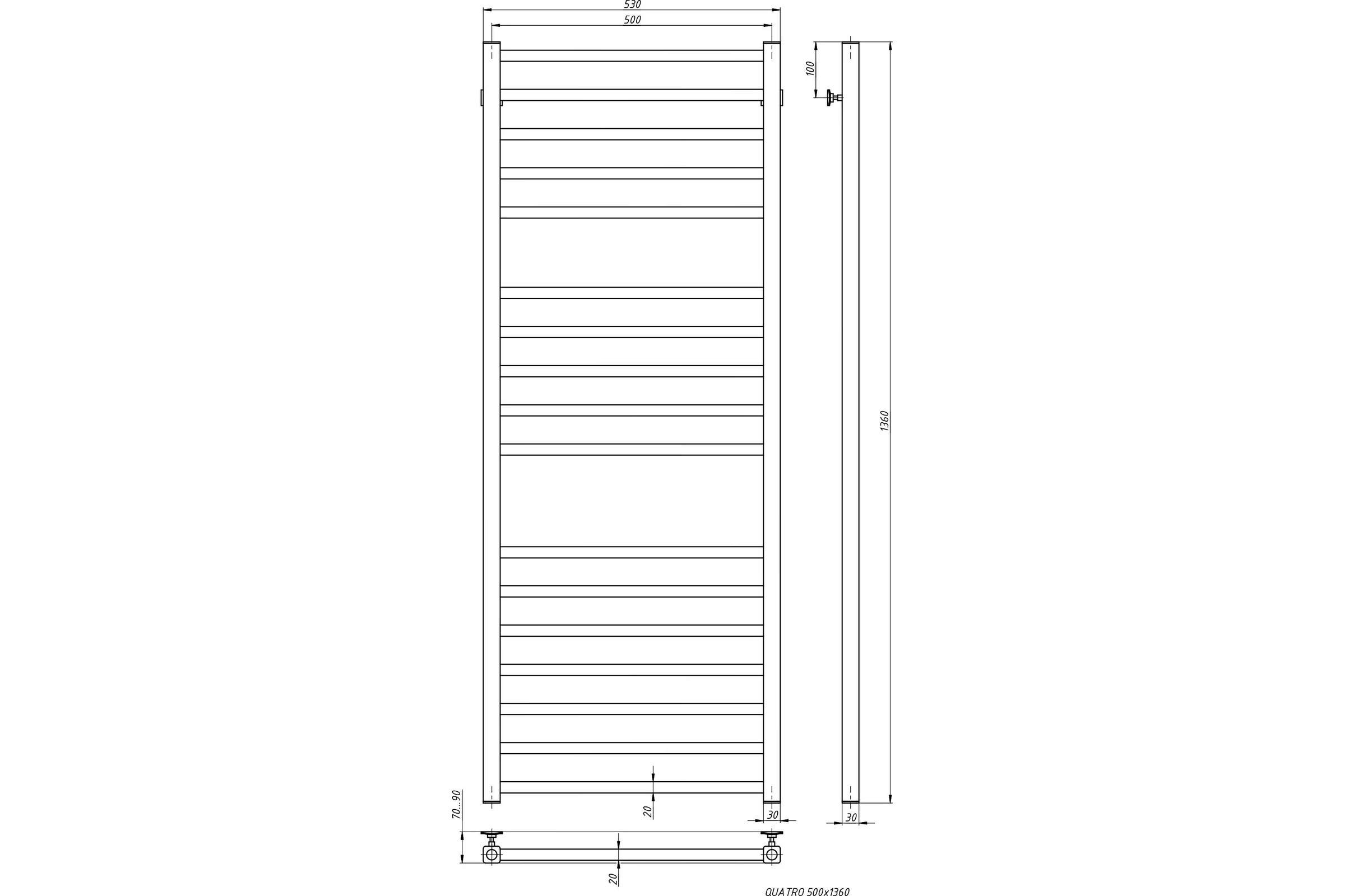 Водяной полотенцесушитель STINOX Quatro Luxe QU140L