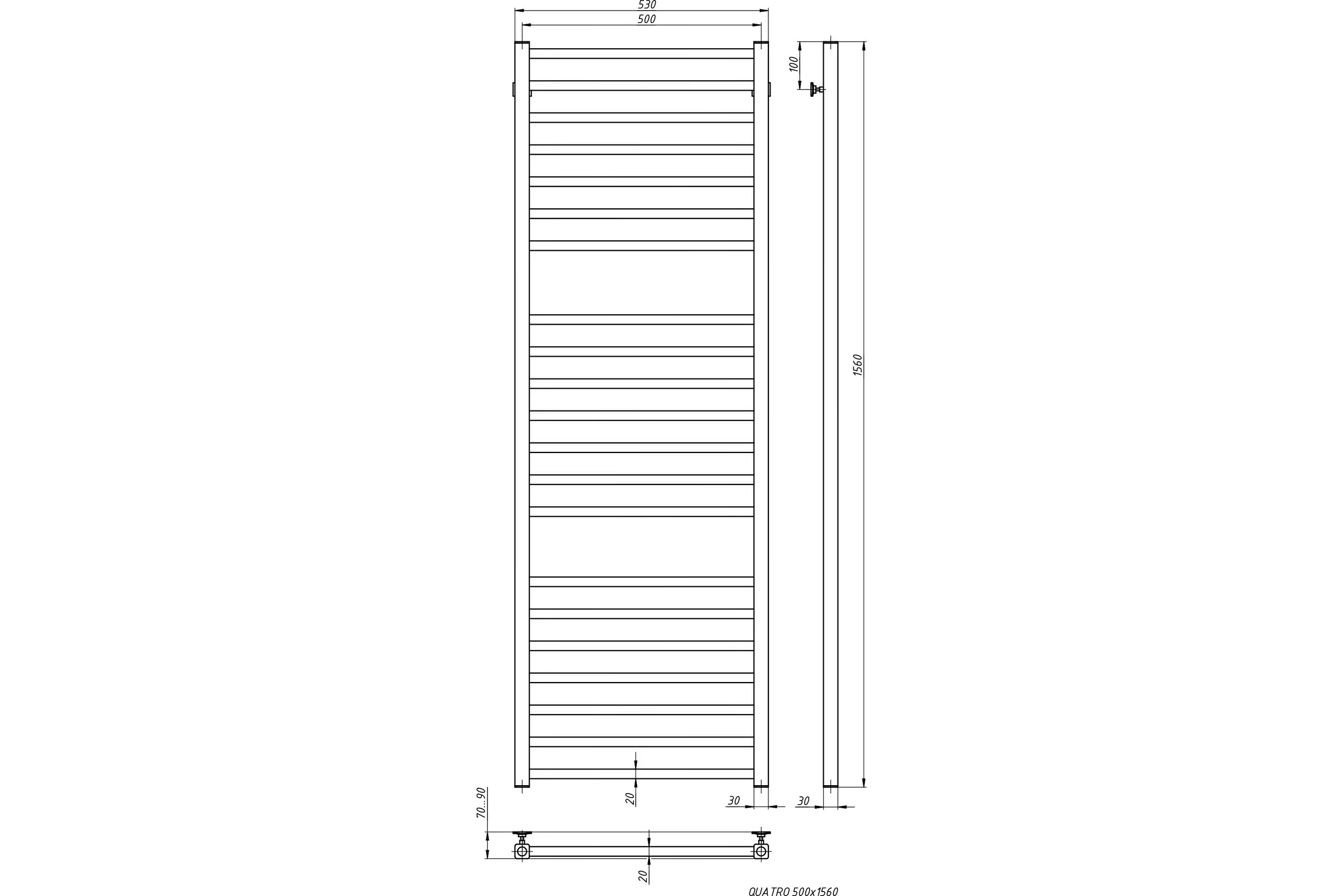 Водяной полотенцесушитель STINOX Quatro Luxe QU160L