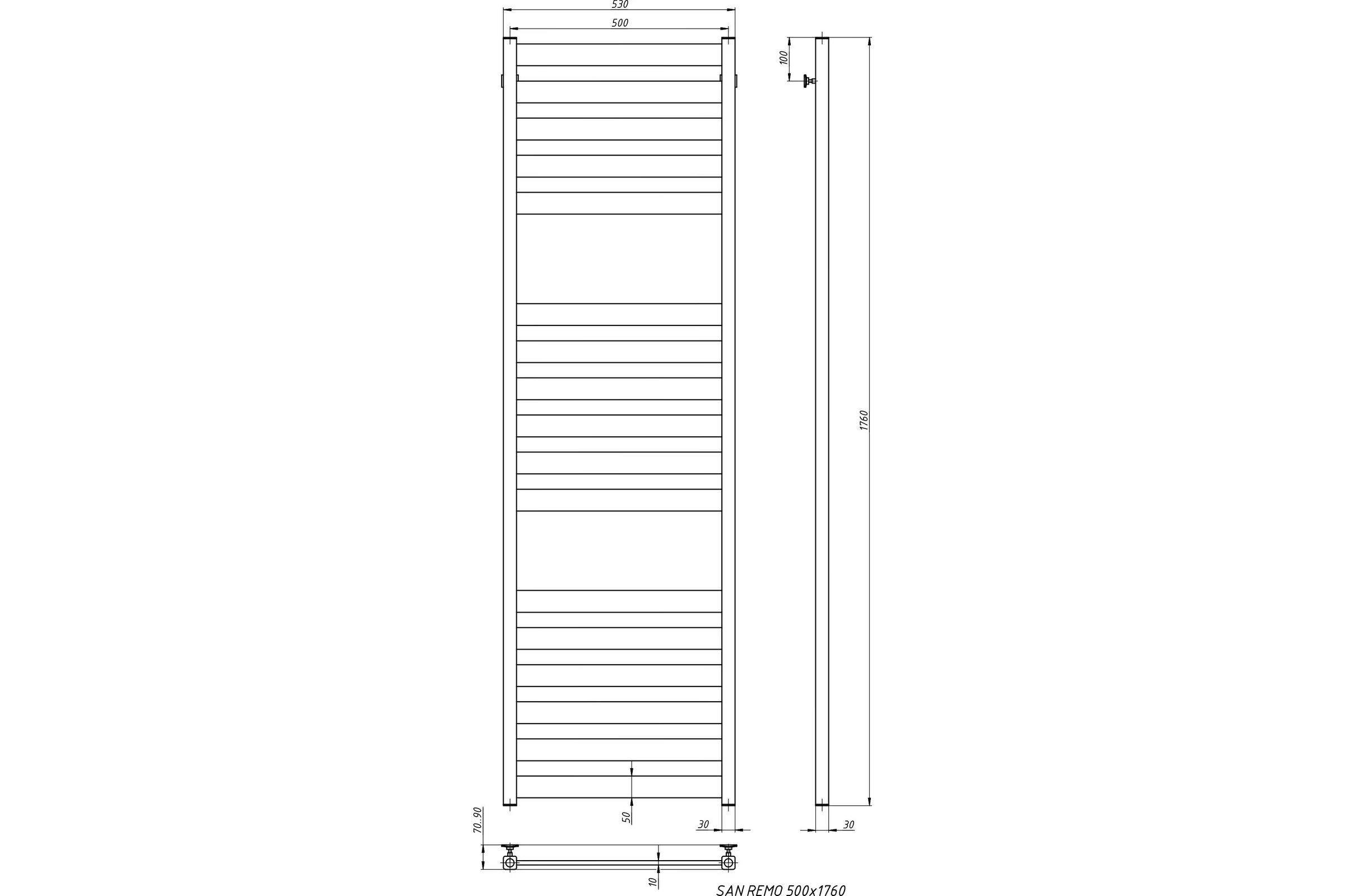 Водяной полотенцесушитель STINOX San Remo Luxe SAN180L