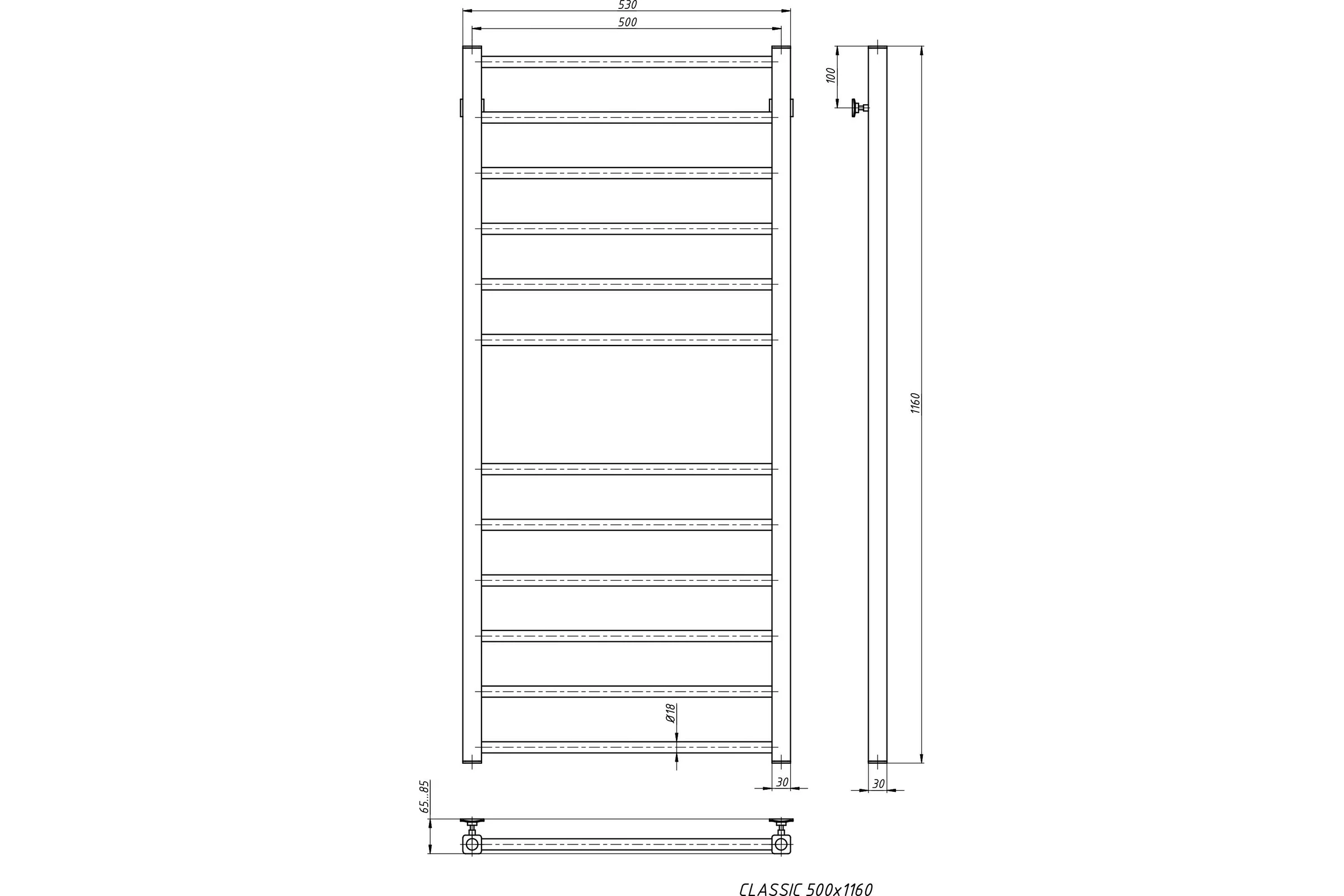 Водяной полотенцесушитель STINOX Classic CL120