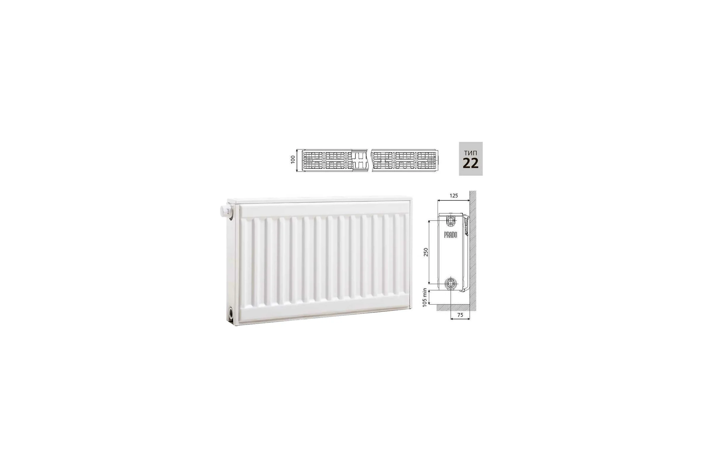 Стальной панельный радиатор PRADO UNIVERSAL 22x300x2400 U223002400