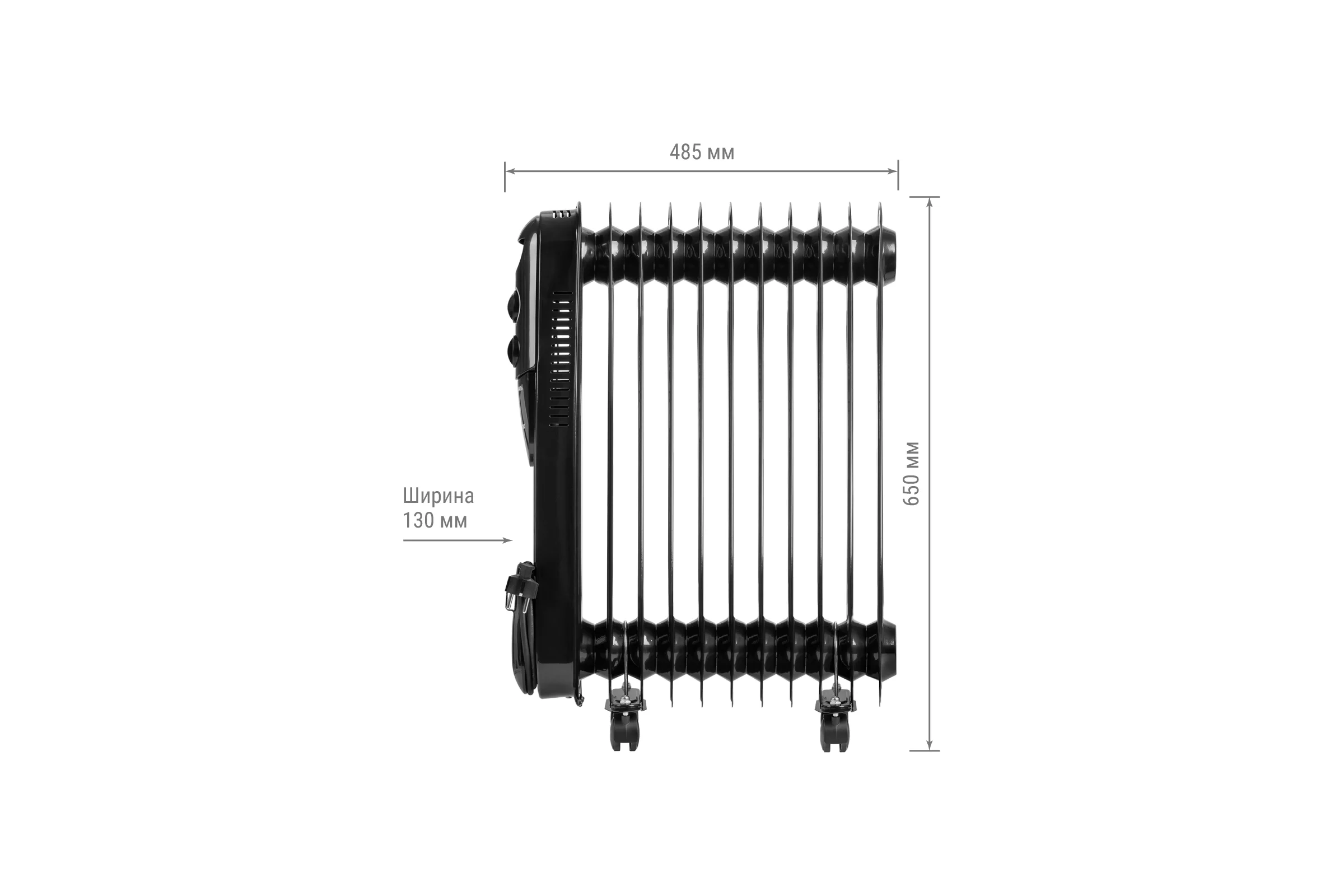 Масляный обогреватель TDM ELECTRIC МО-11К, чёрный, 2500 Вт, 11 секций, регулятор мощности 1000/1500/2500 Вт, термостат, SQ2501-0906