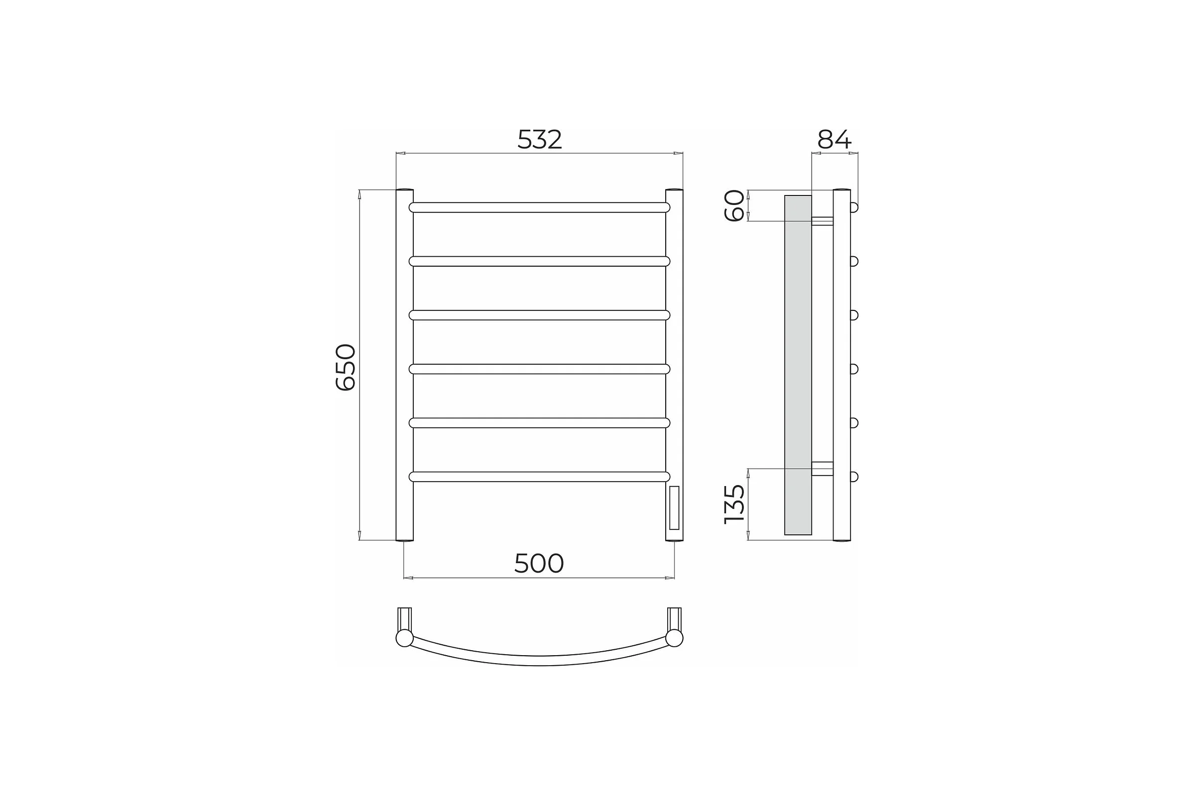 Полотенцесушитель Terminus Классик quick touch П6 500x650 4670078531322