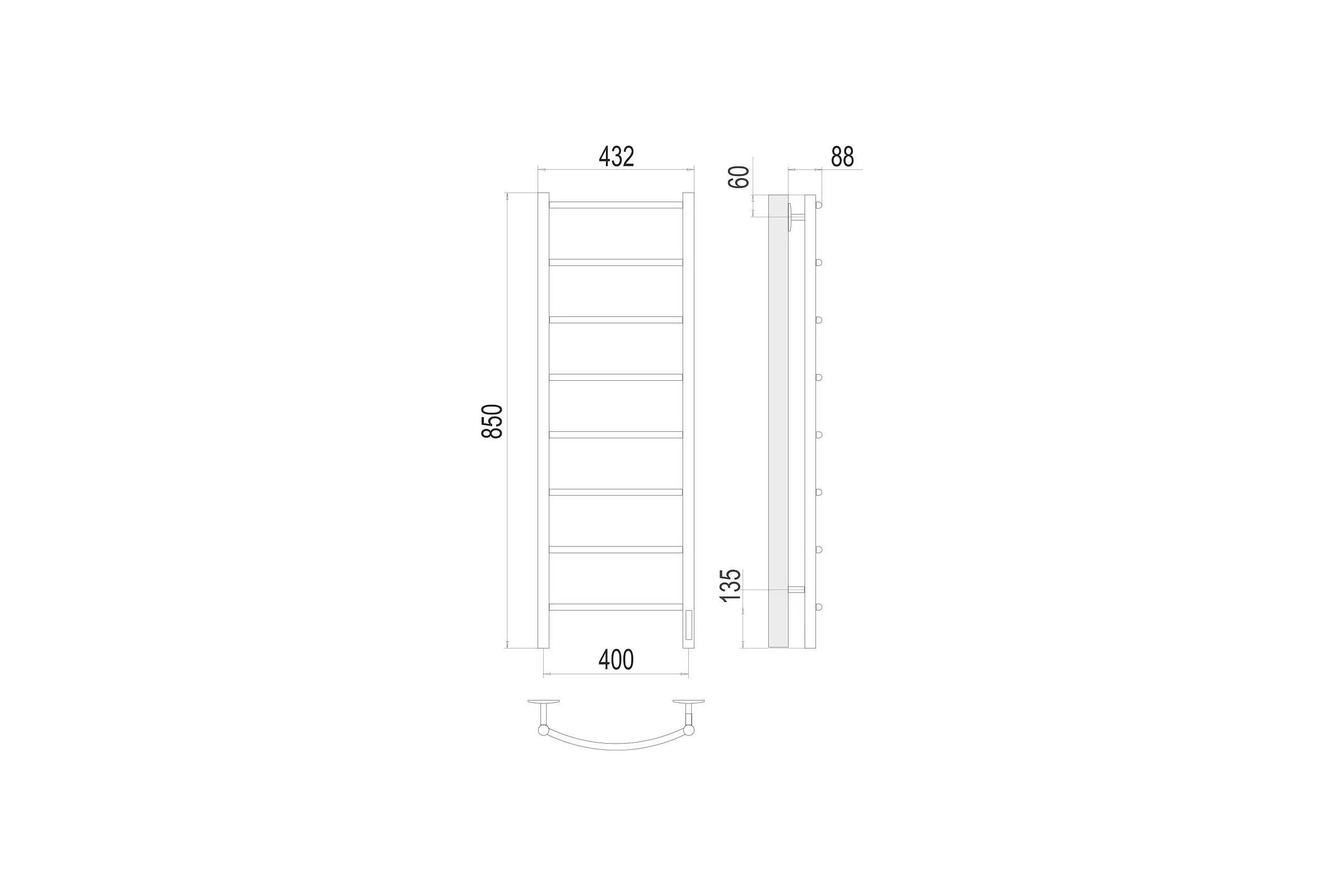 Полотенцесушитель Terminus Классик quick touch П8 400x850 4670078531346