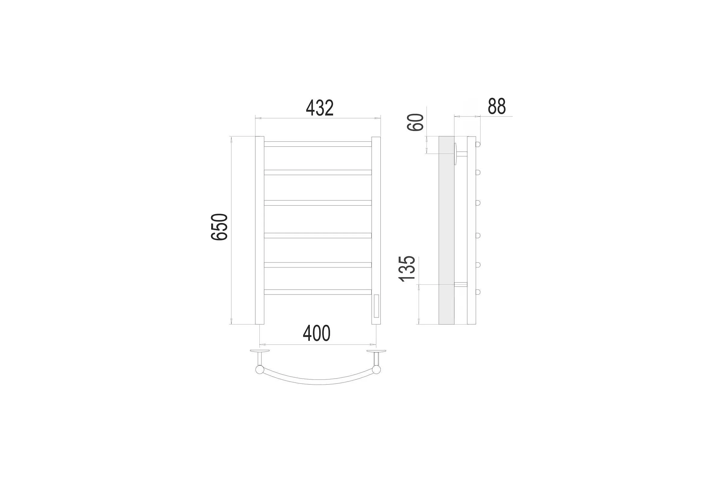 Полотенцесушитель Terminus Классик quick touch П6 400x650 4670078531308