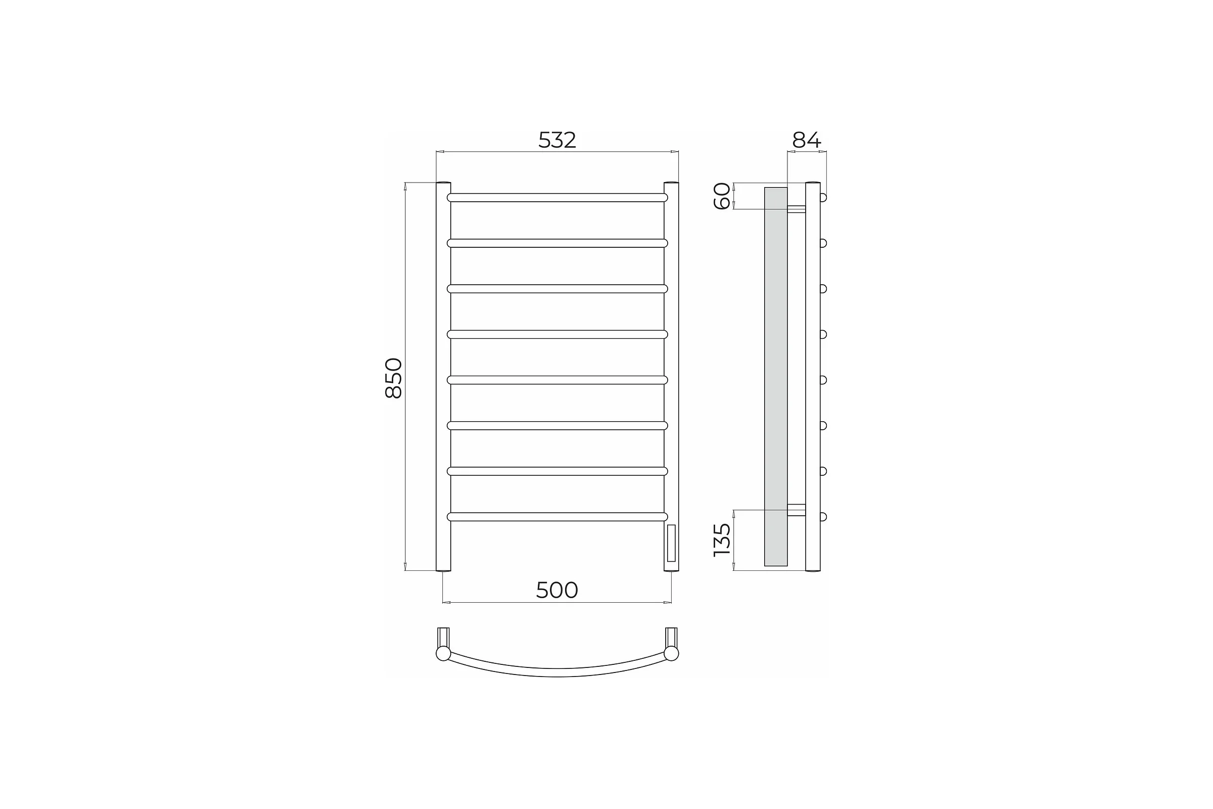Полотенцесушитель Terminus Классик quick touch П8 500x850 4670078531360