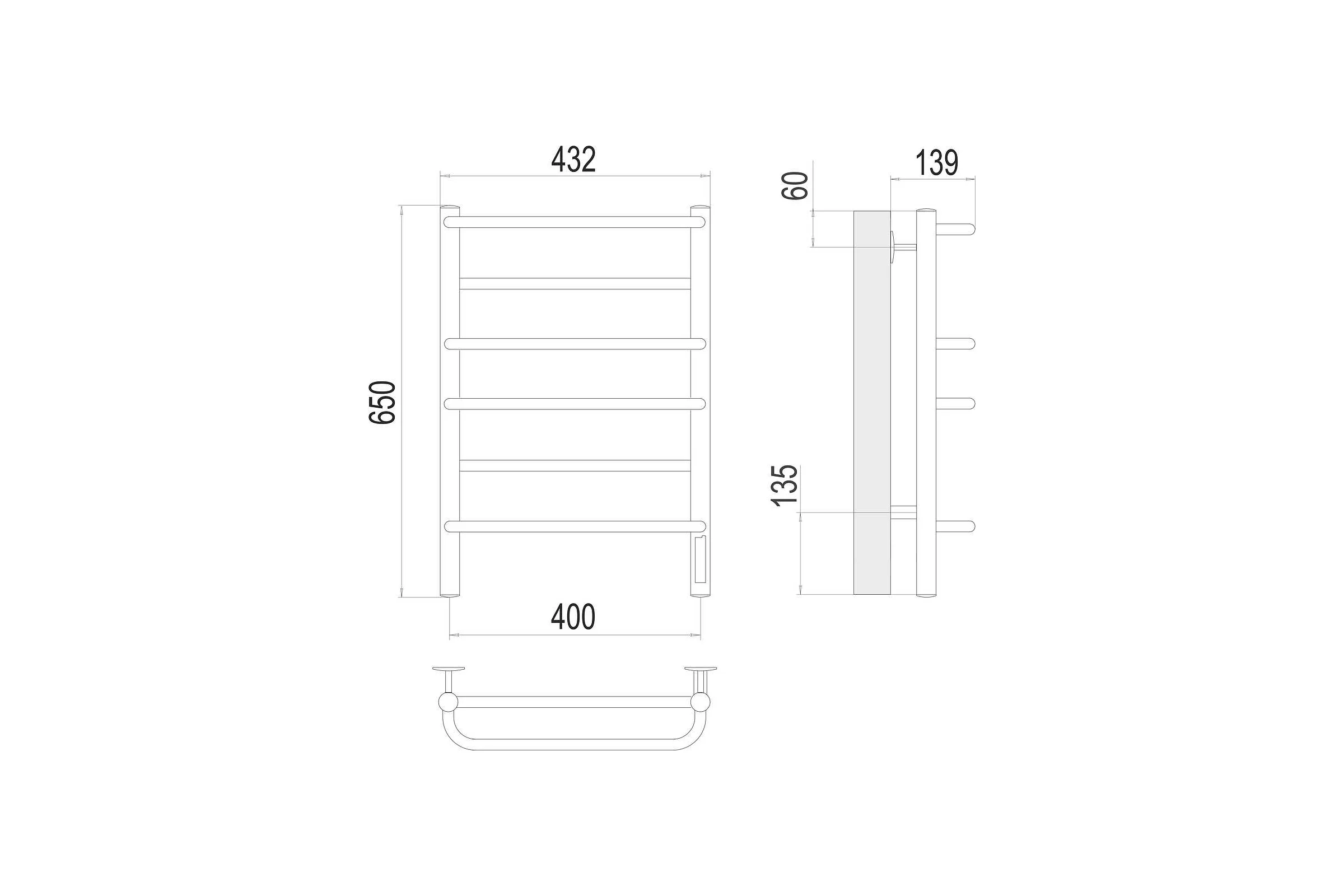 Полотенцесушитель Terminus Евромикс quick touch П6 400x650 4670078531261