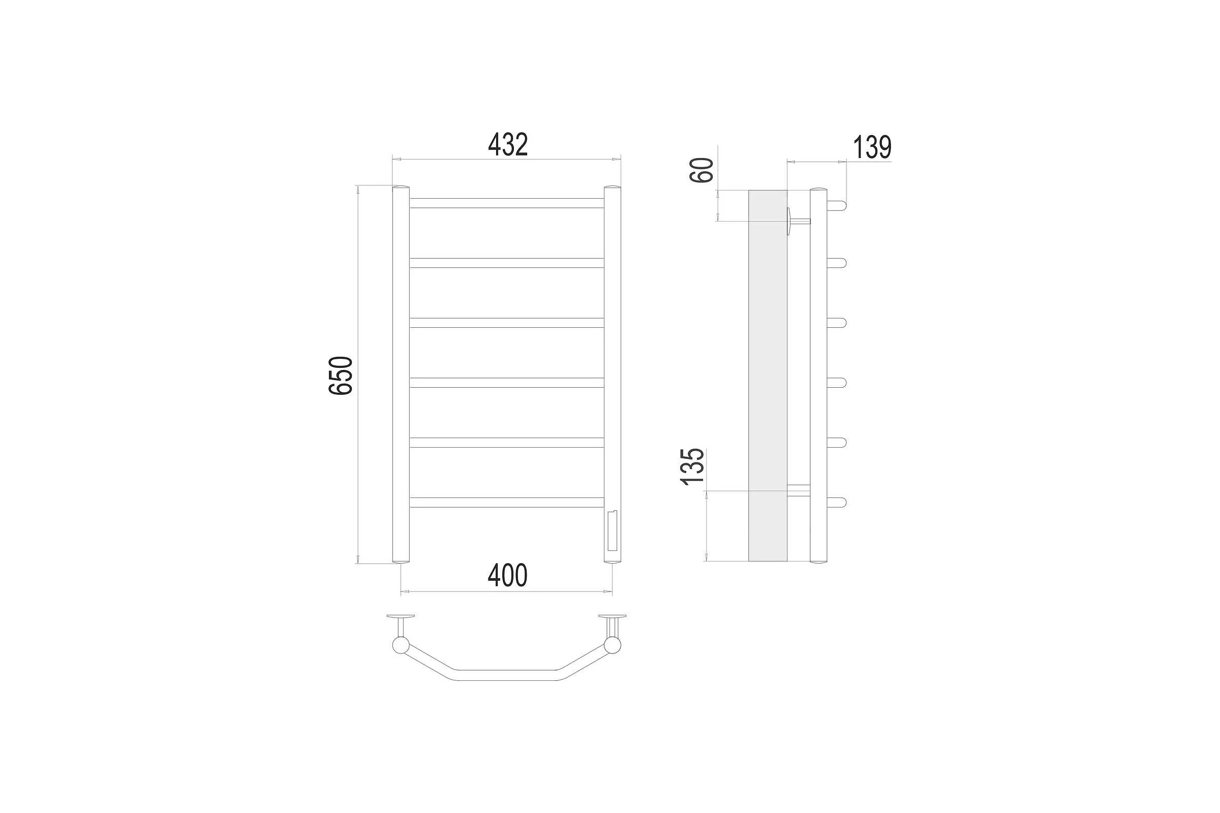 Полотенцесушитель Terminus Виктория quick touch П6 400x650 4670078531186