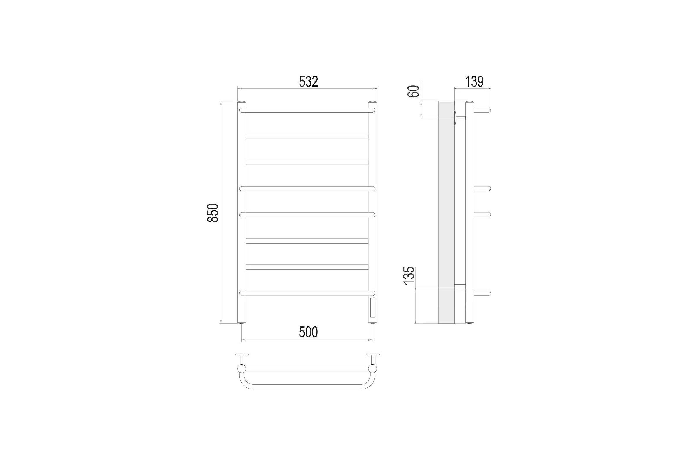 Полотенцесушитель Terminus Евромикс П8 500x850 quick touch 4670078531292