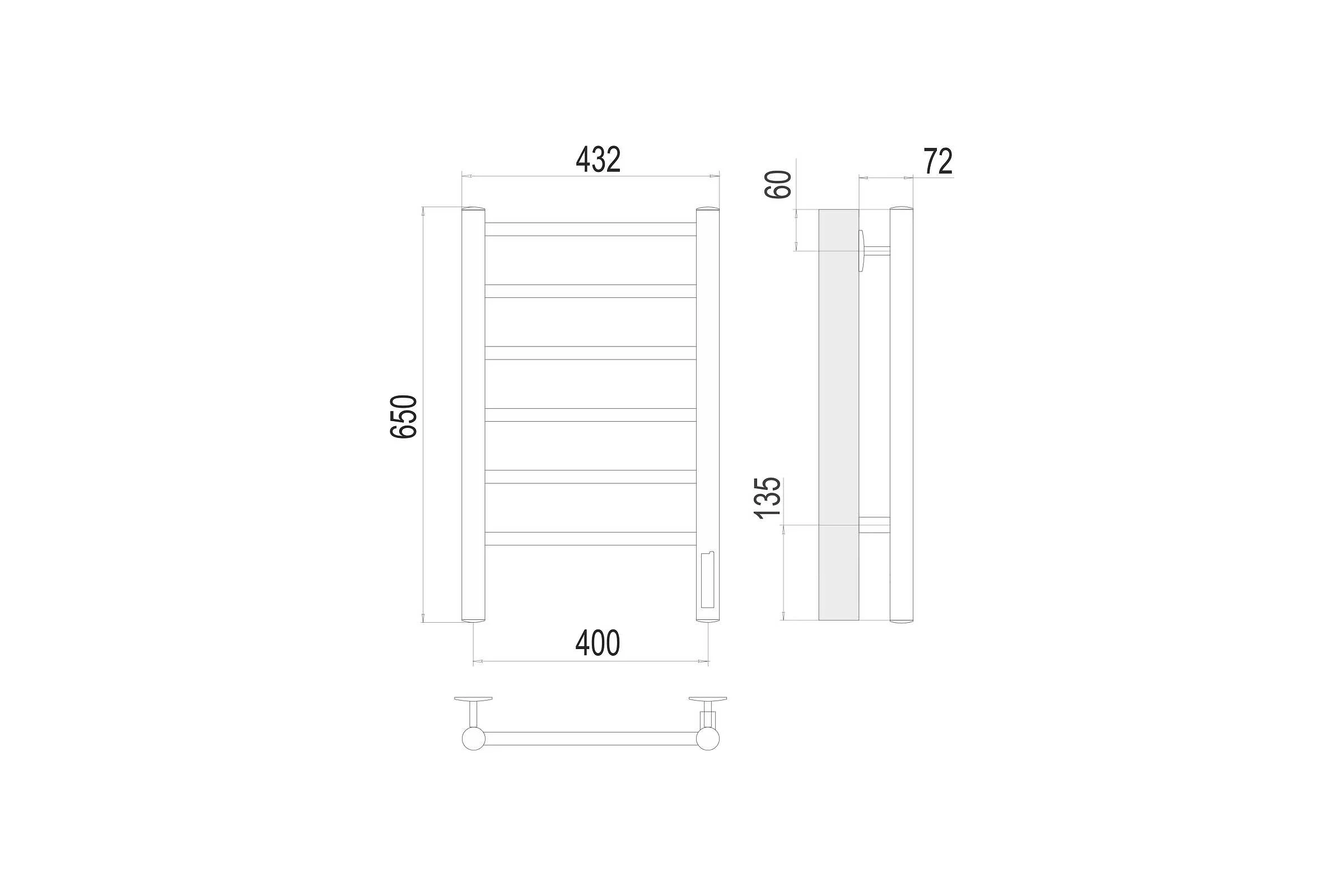 Полотенцесушитель Terminus Аврора quick touch П6 400x650 4670078531148