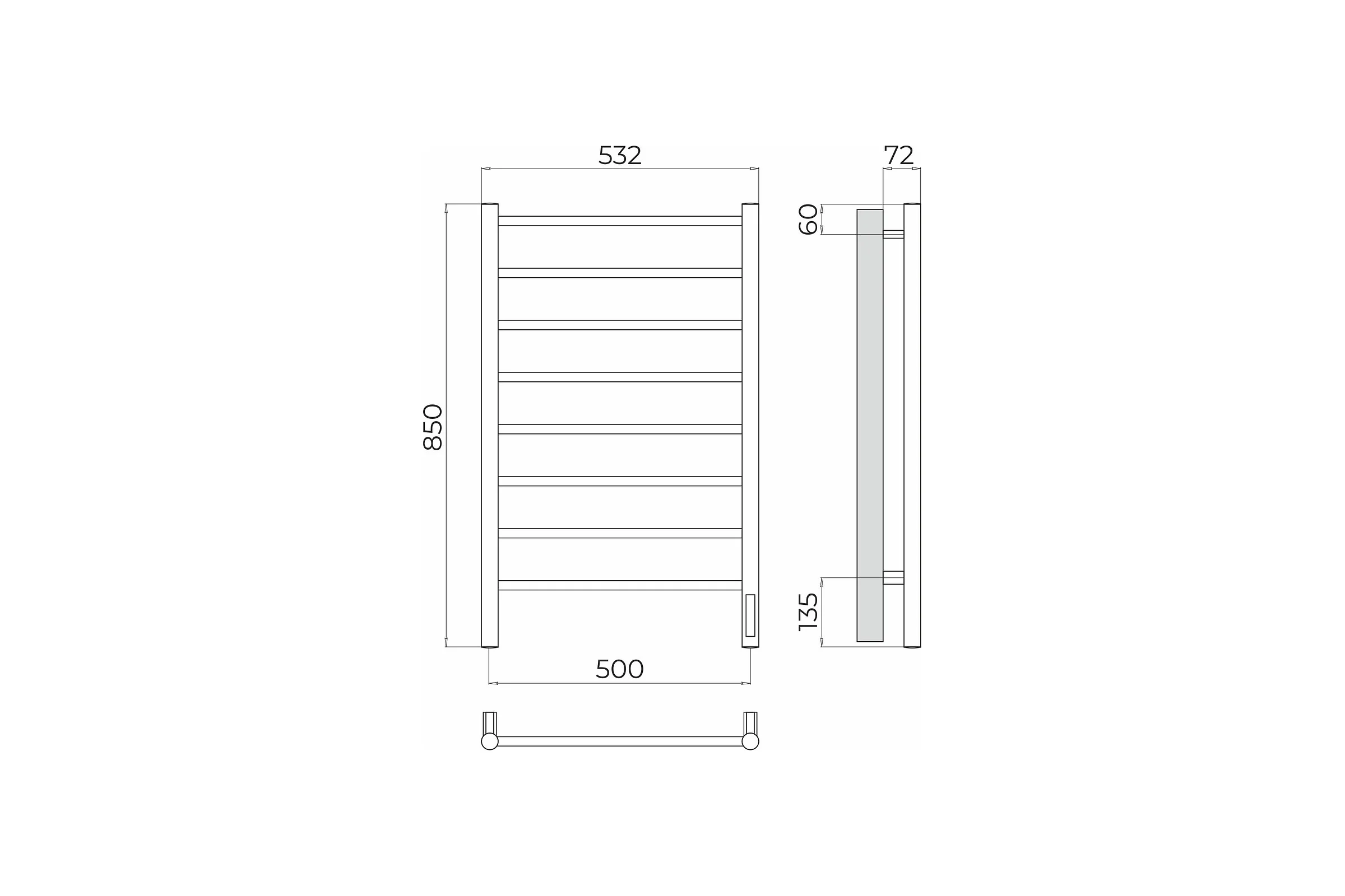 Полотенцесушитель Terminus Аврора quick touch П8 500x850 4670078531179
