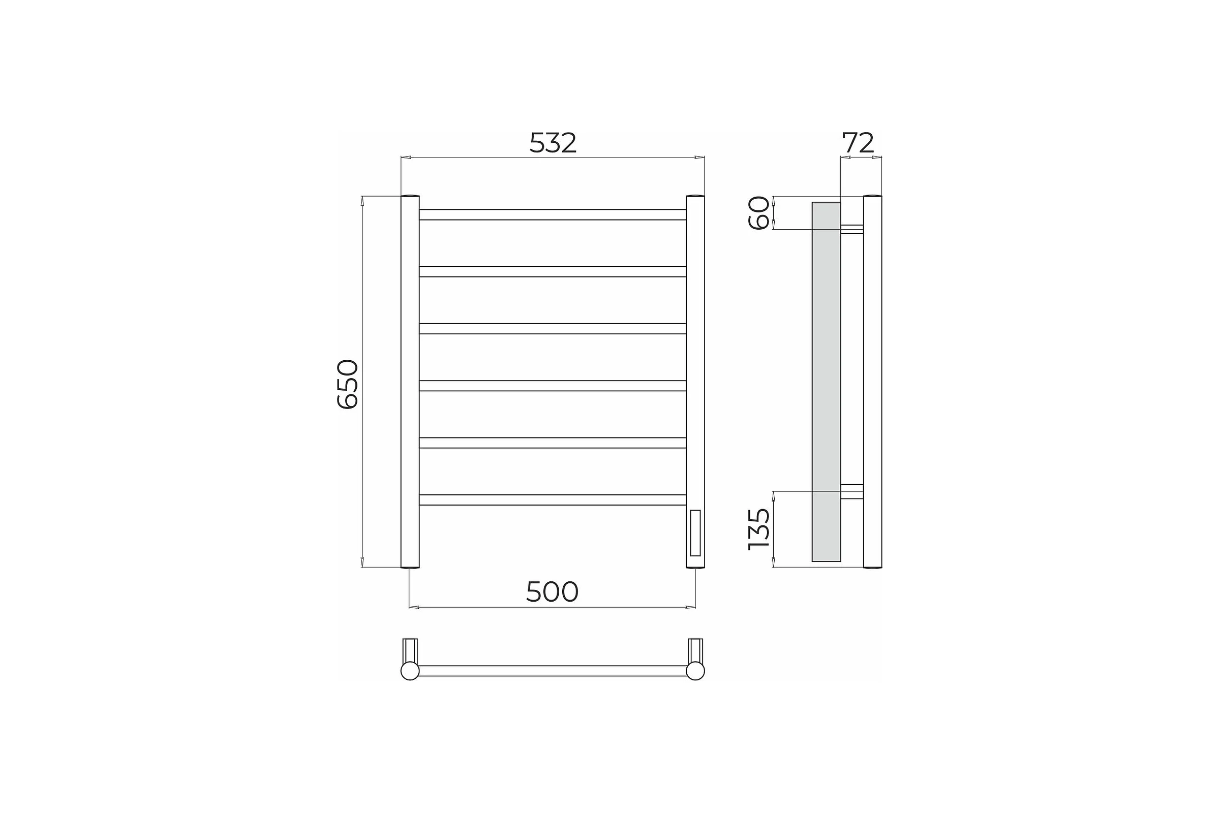 Полотенцесушитель Terminus Аврора quick touch П6 500x650 4670078531155