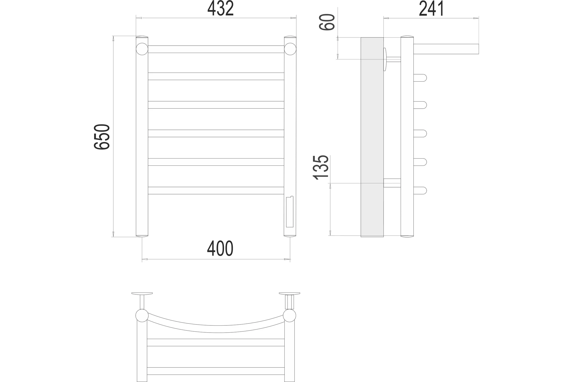 Полотенцесушитель Terminus Классик с полкой quick touch П6 400x650 4670078531384