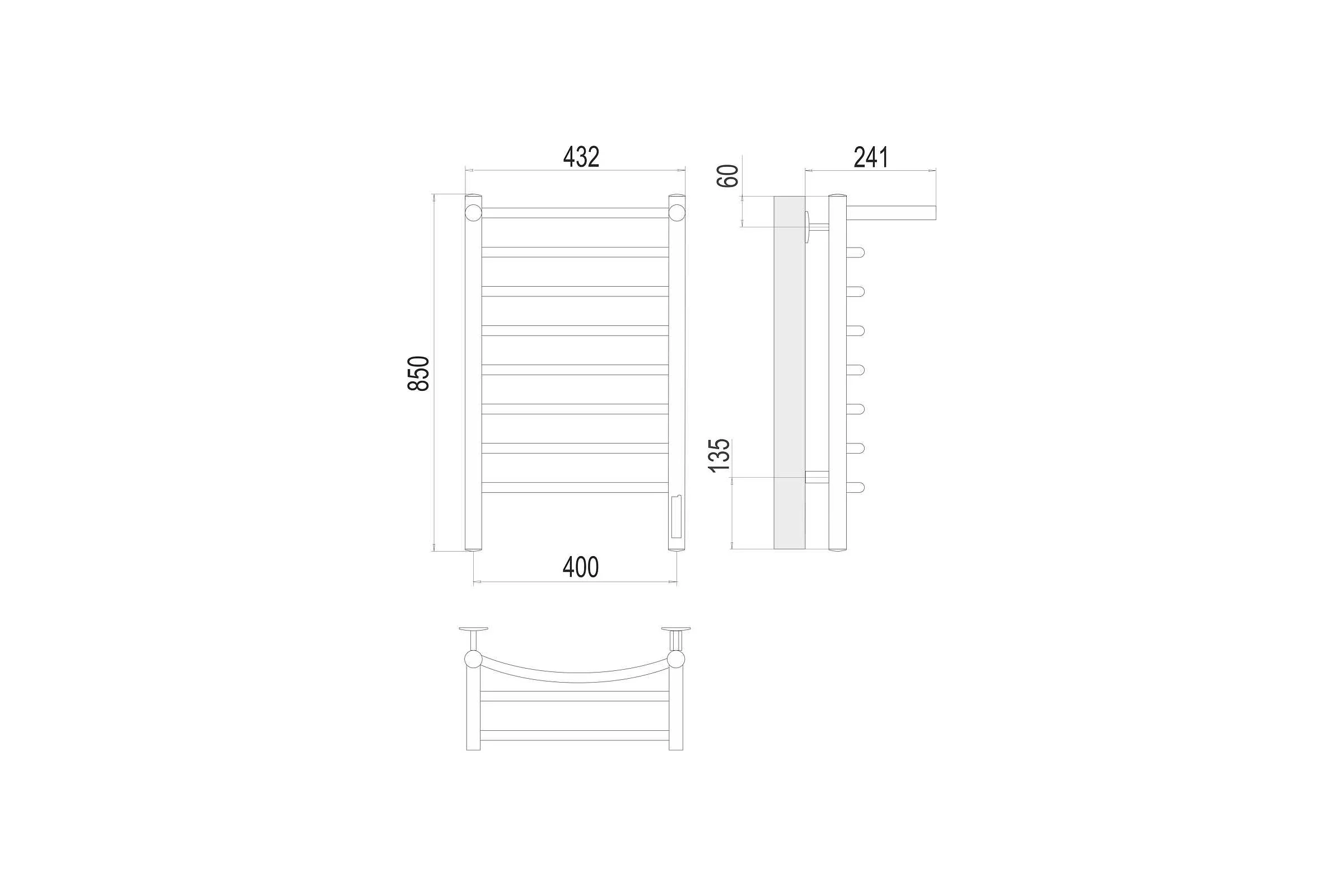 Полотенцесушитель Terminus Классик с полкой quick touch П8 400x850 4670078531407
