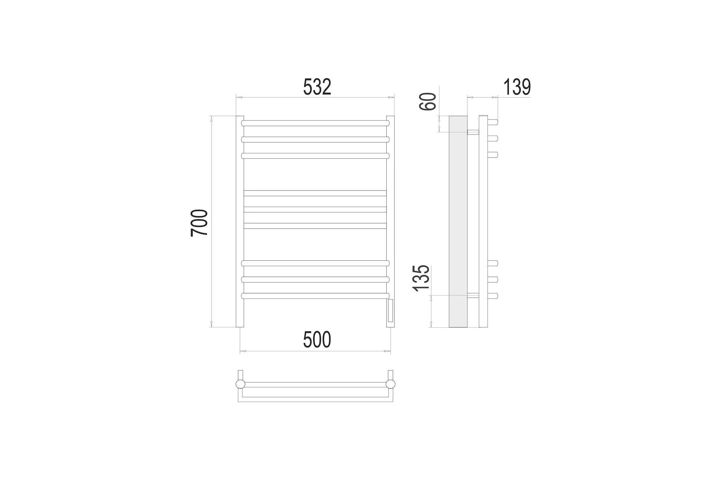 Полотенцесушитель Terminus Прато sensor quick touch П9 500x700 4670078531506