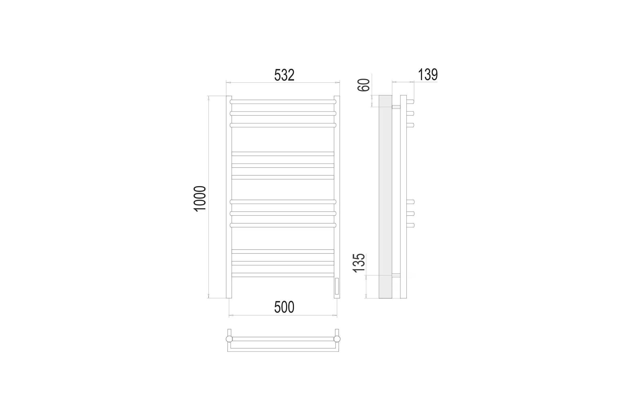 Полотенцесушитель Terminus Прато sensor quick touch П12 500x1000 4670078527134