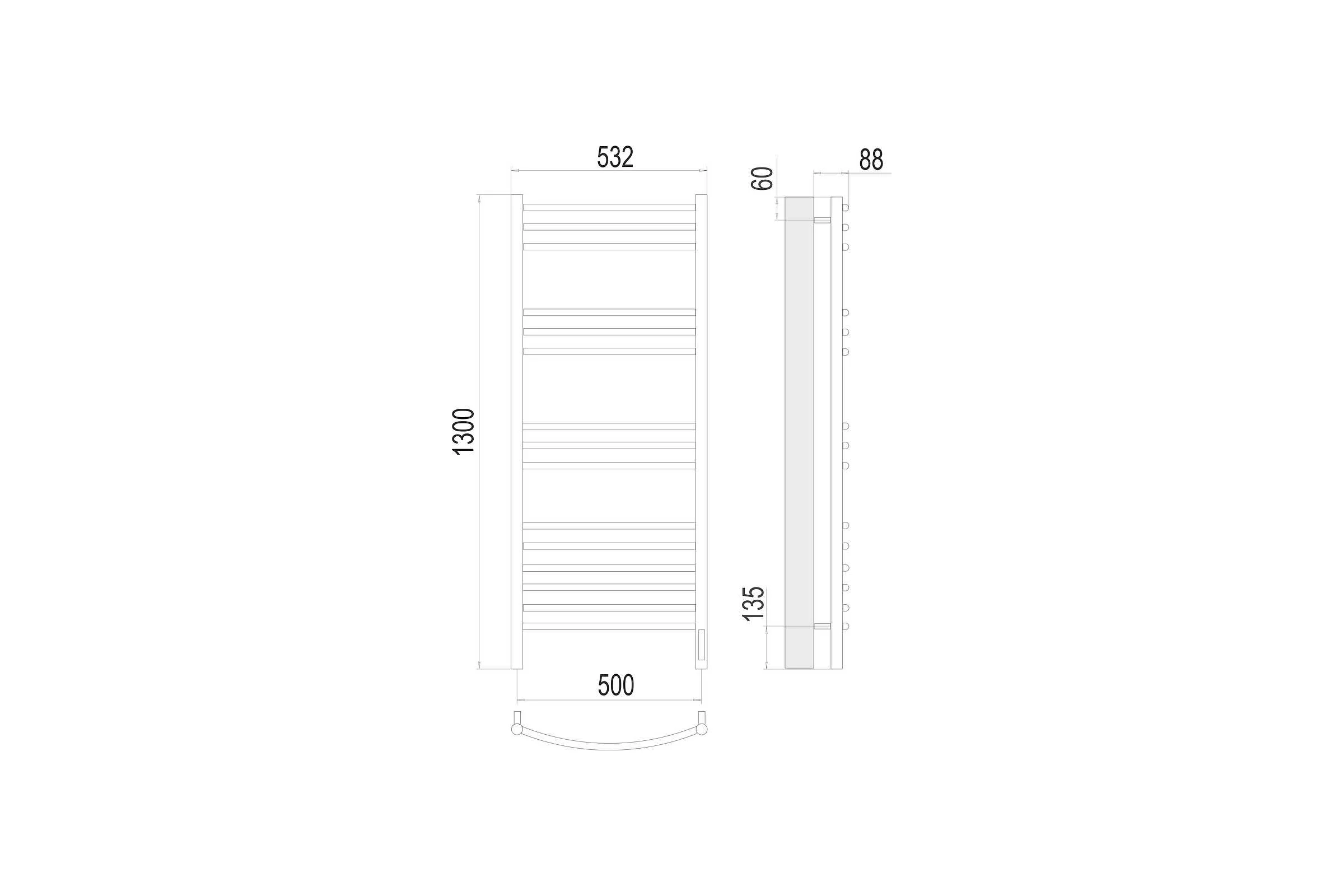 Полотенцесушитель Terminus Классик sensor quick touch П15 500x1300 4670078527349
