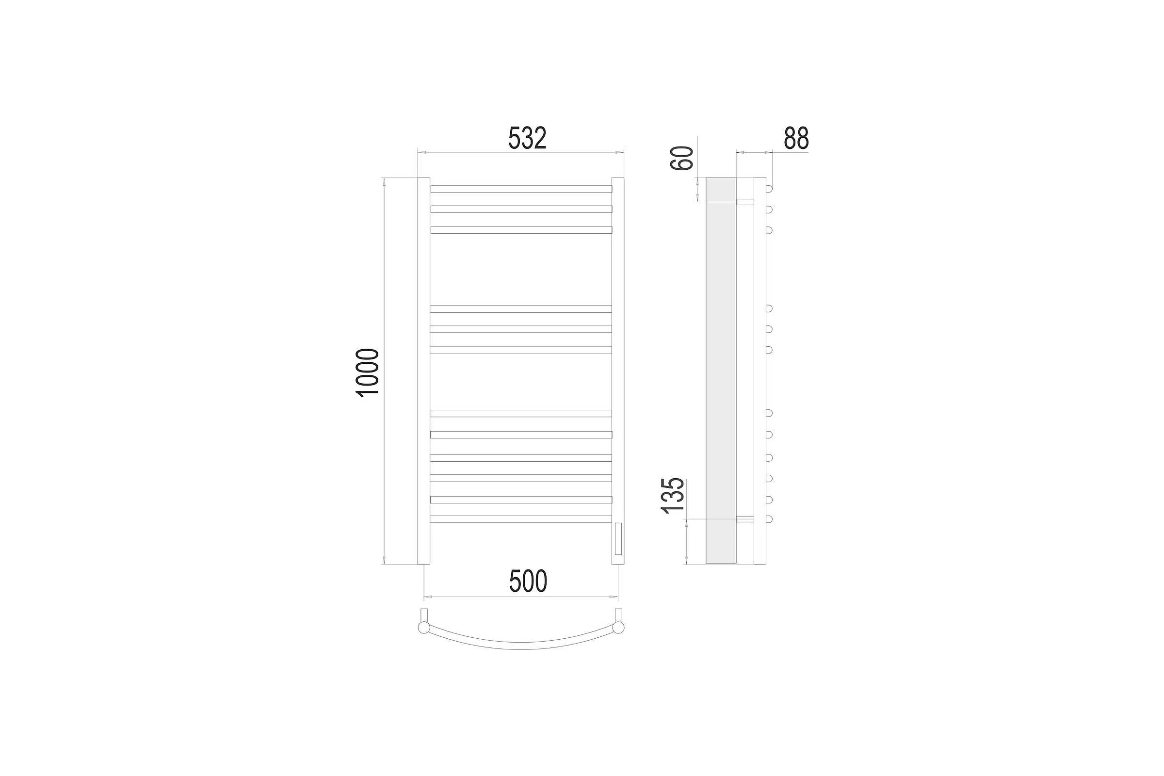 Полотенцесушитель Terminus Классик sensor quick touch П12 500x1000 4670078527325