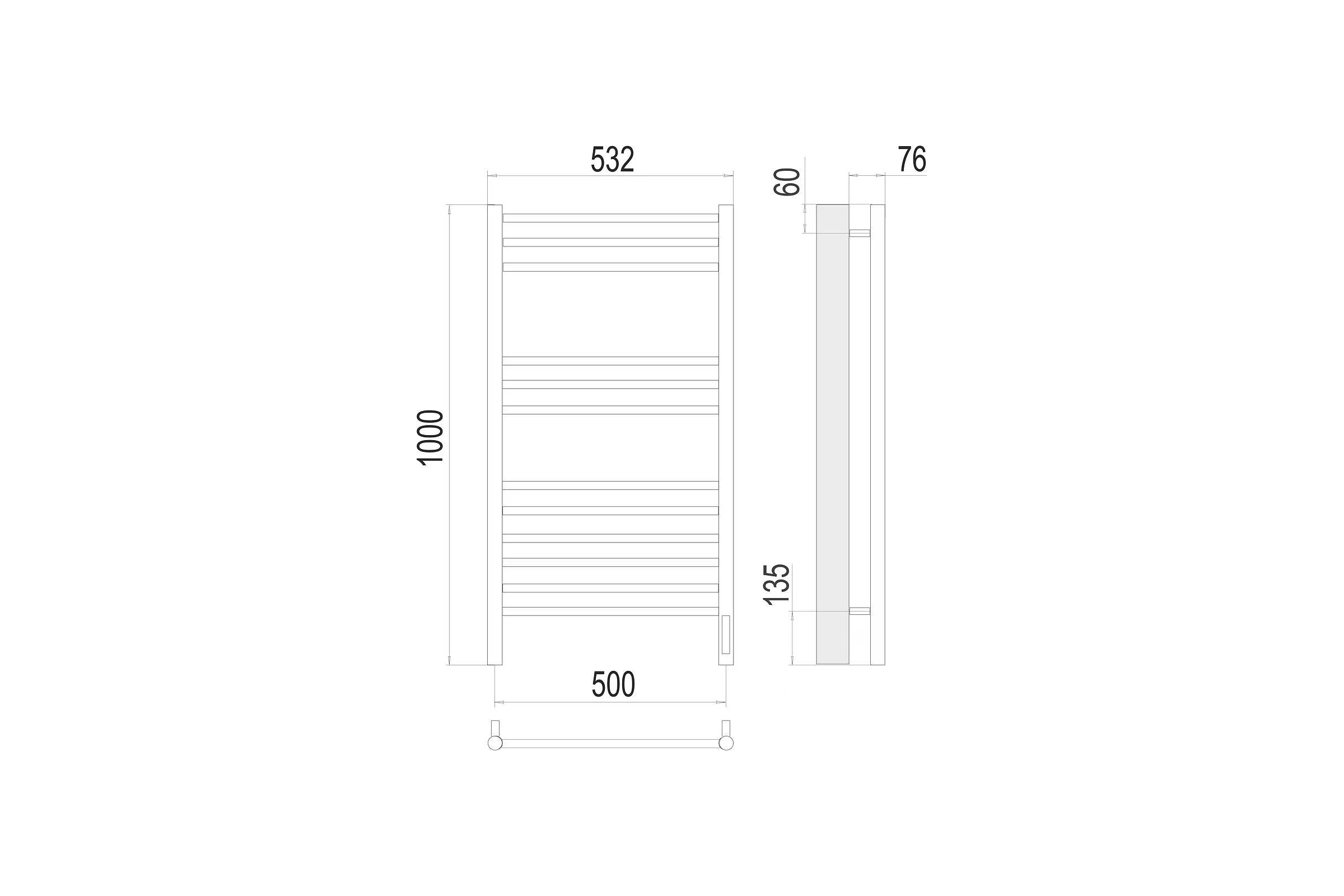 Полотенцесушитель Terminus Аврора sensor quick touch П12 500x1000 4670078527226