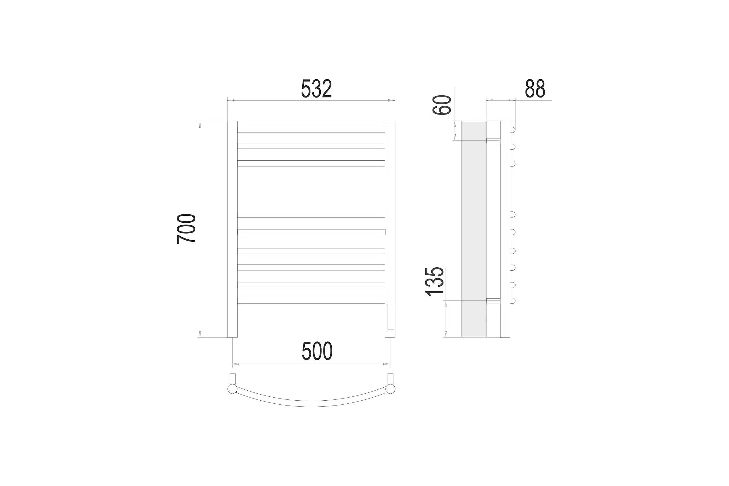 Полотенцесушитель Terminus Классик sensor quick touch П9 500x700 4670078527356