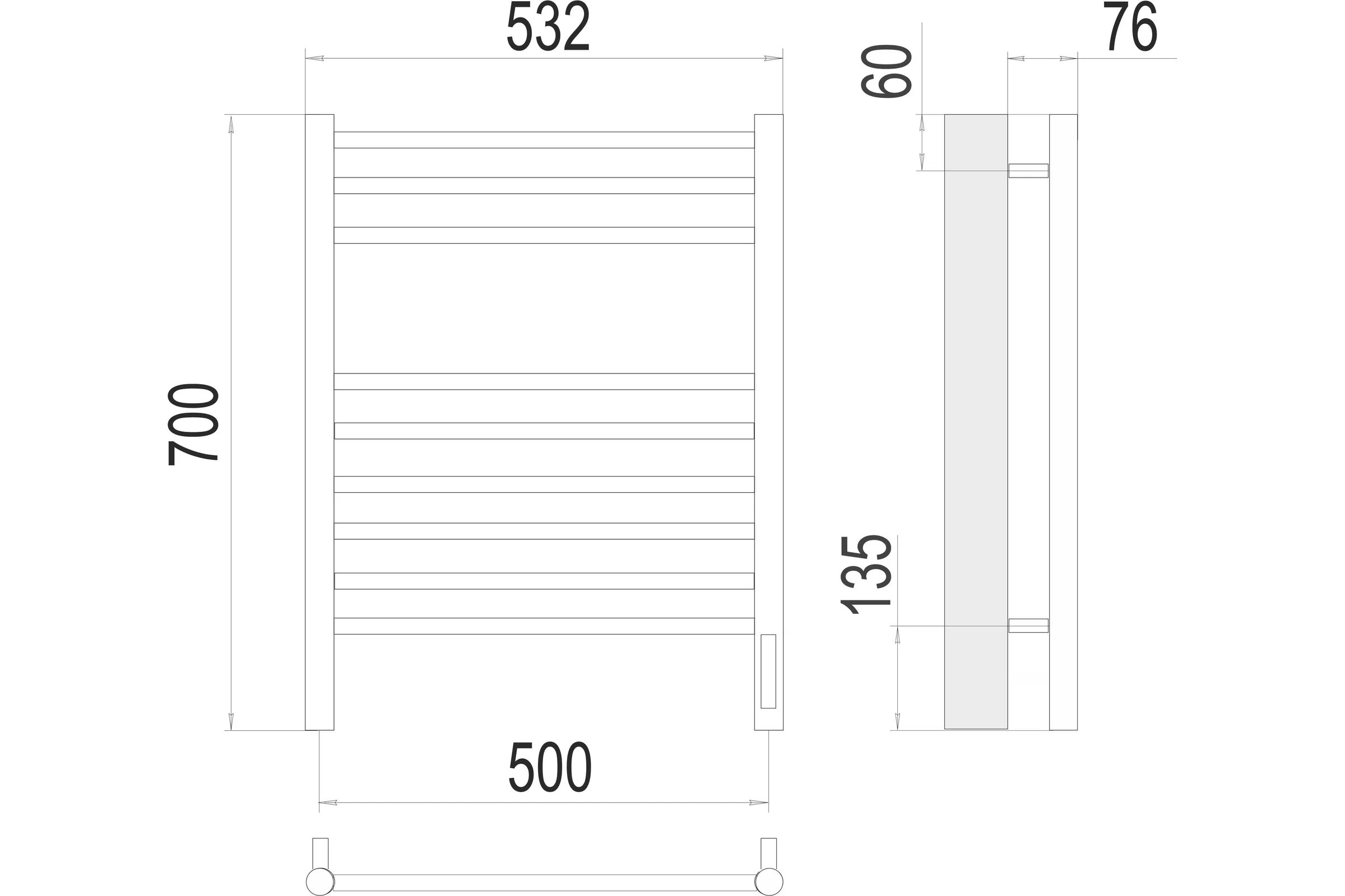 Полотенцесушитель Terminus Аврора sensor quick touch П9 500x700 4670078527240