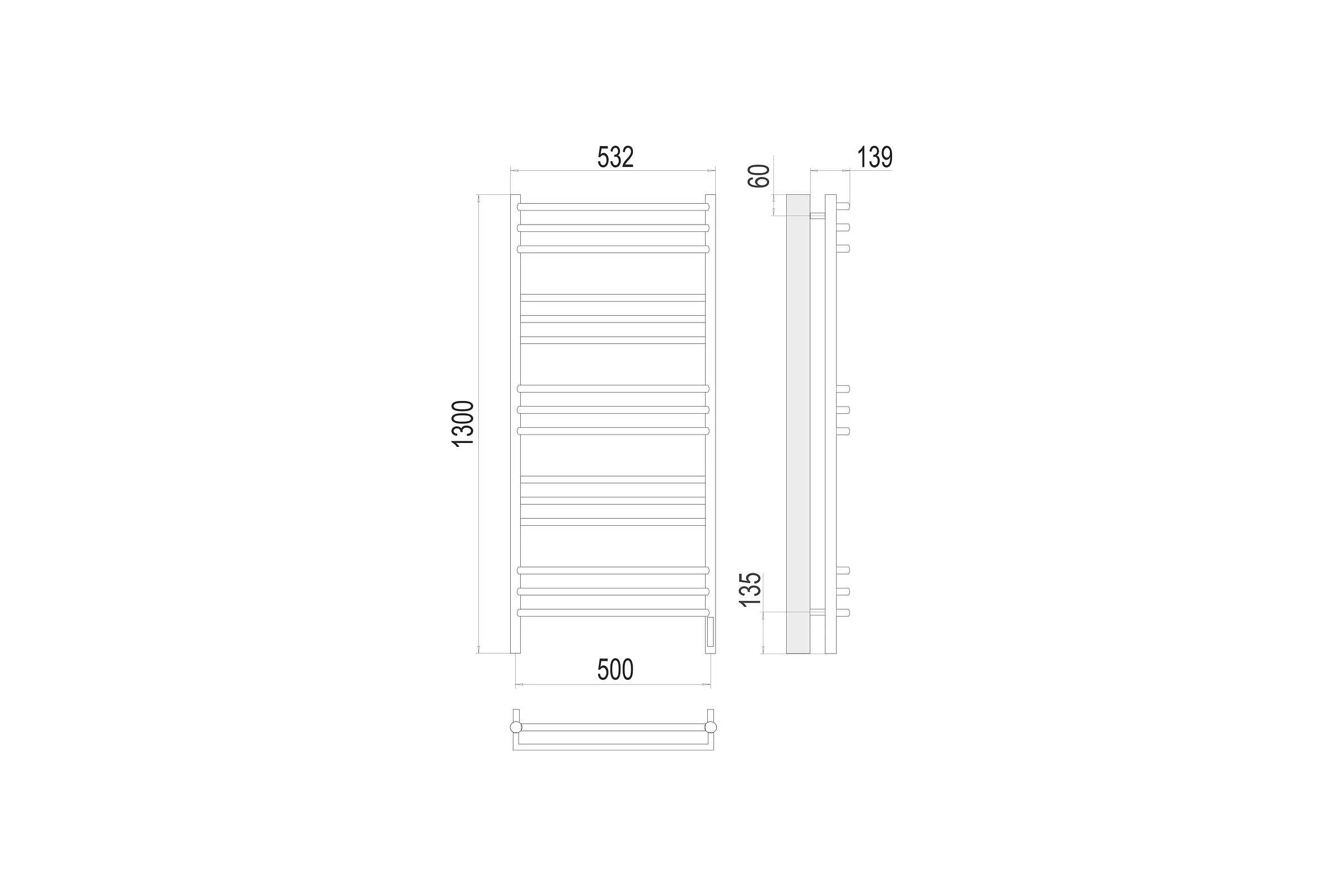 Полотенцесушитель Terminus Прато sensor quick touch П15 500x1300 4670078531513