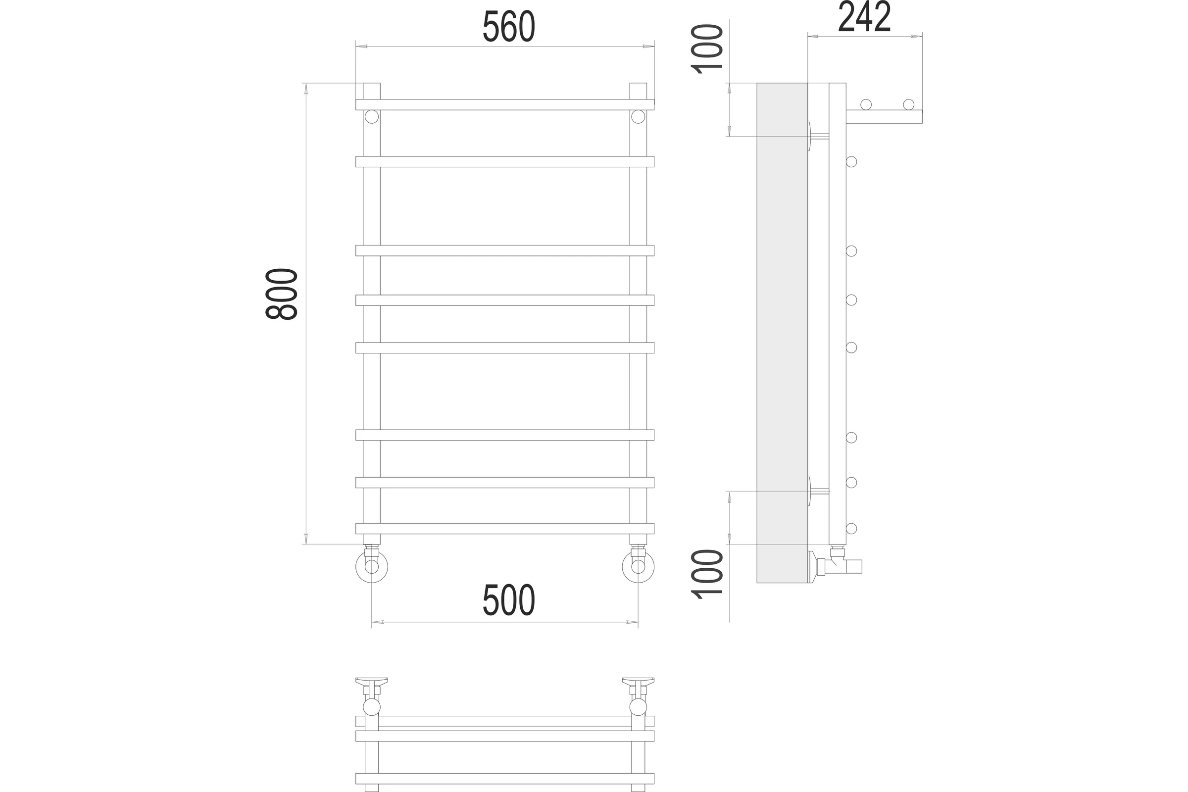 Полотенцесушитель водяной Ватра с полкой П8 500x800 Terminus 4670078529503
