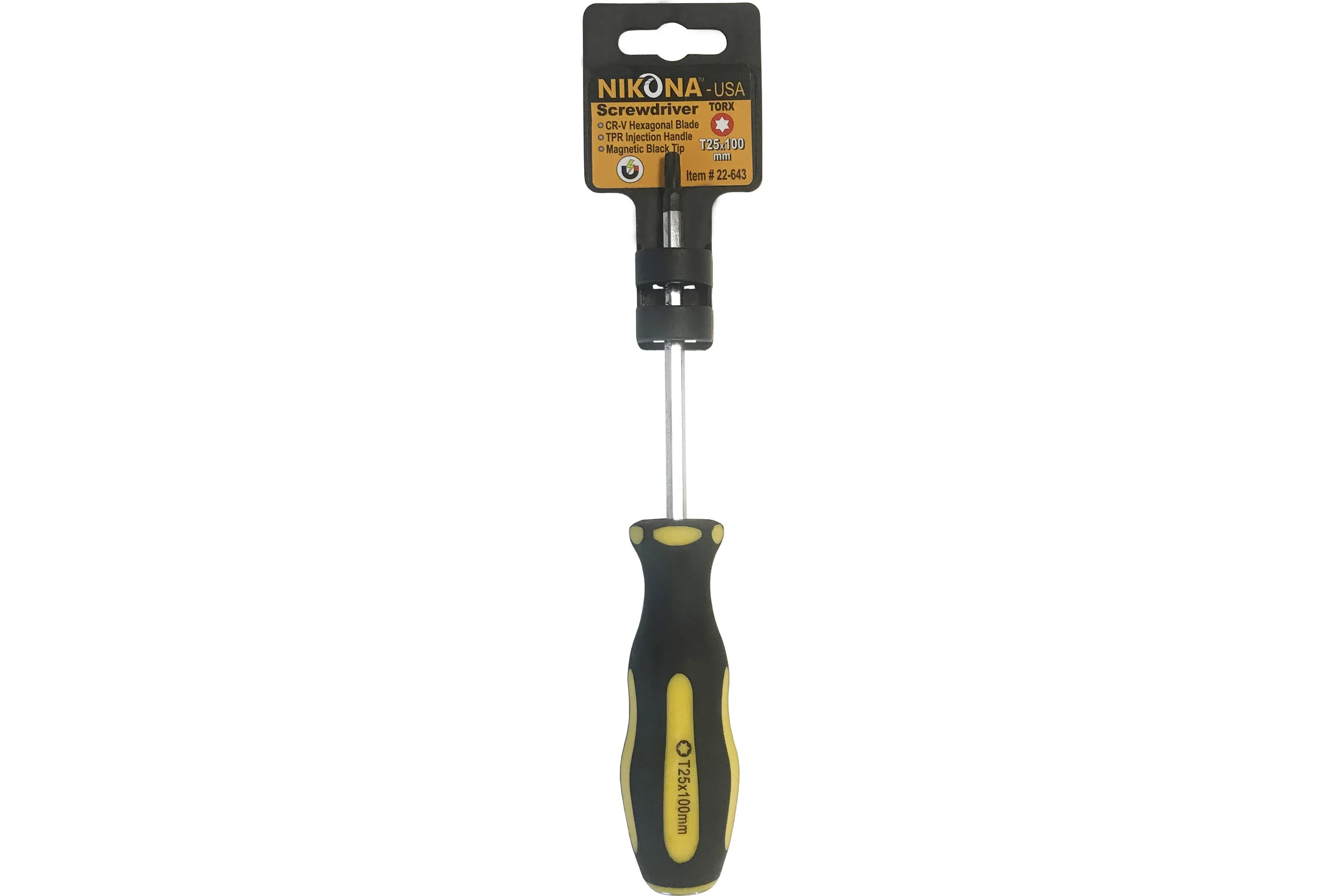 Отвертка NIKONA звездочка Torx Cr-V, T25x100 мм, шестигранная 22-643