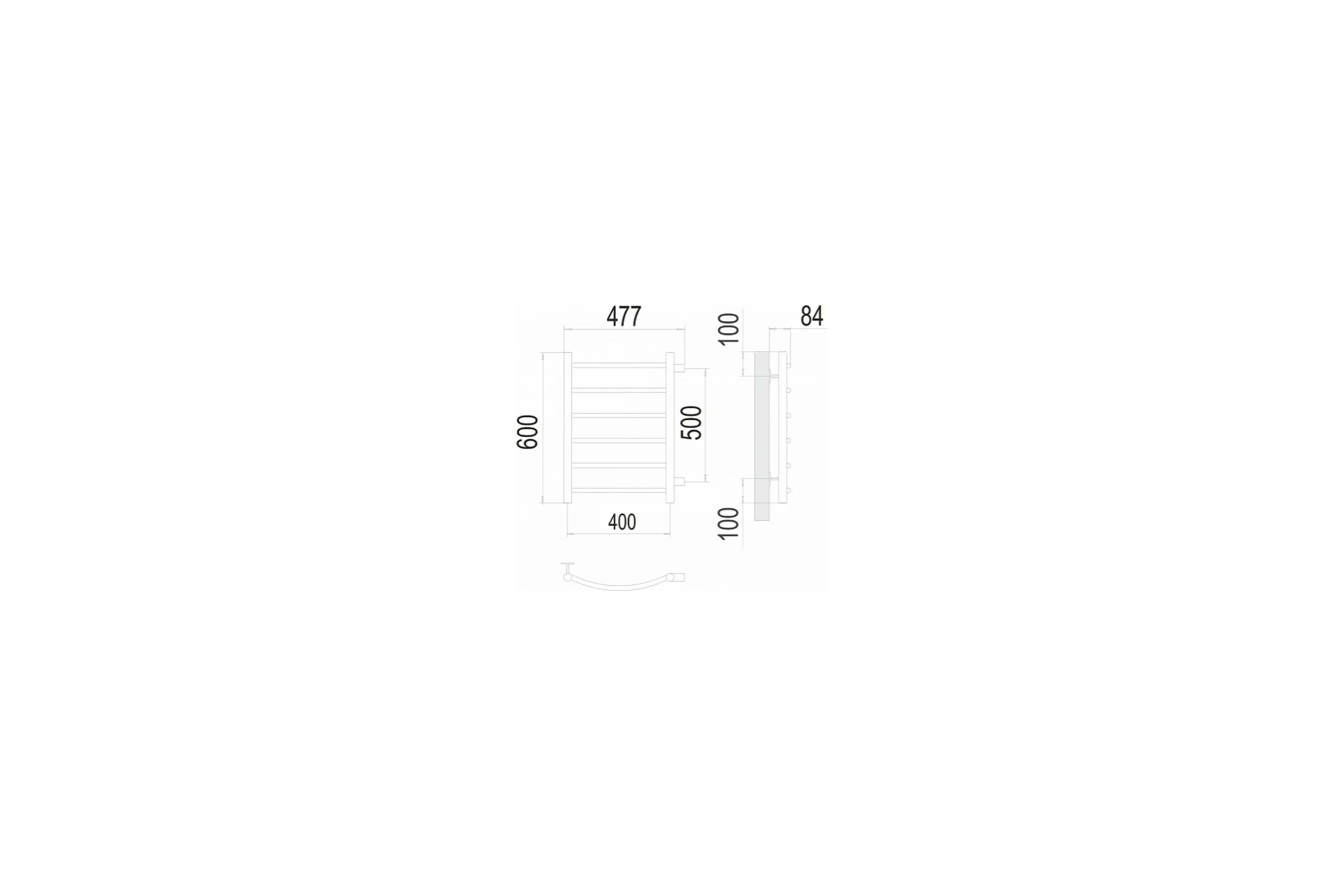 Полотенцесушитель водяной Классик П6 400x600 бп500 Terminus 4670078530196