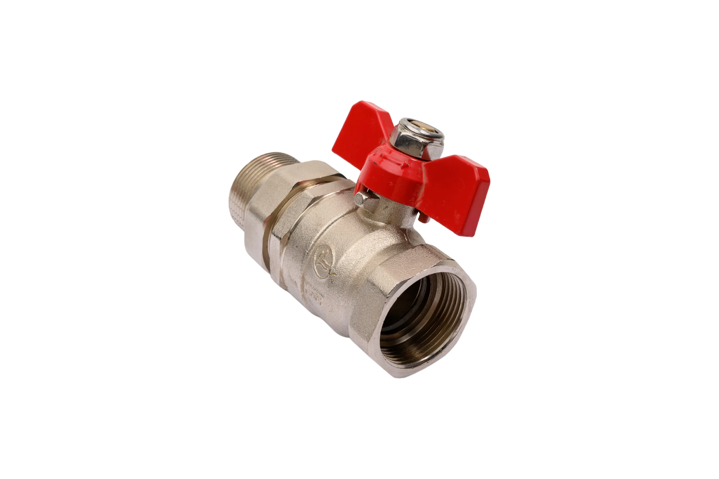 Шаровой Кран DOUBLE-LIN латунный бабочка, со сгоном (американка) НР/ВР 1 1/4" LL1569 (1 1/4")
