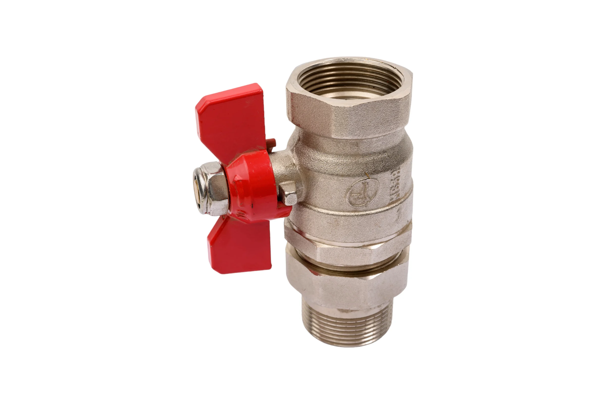 Шаровой Кран DOUBLE-LIN латунный бабочка, со сгоном (американка) НР/ВР 1 1/4" LL1569 (1 1/4")