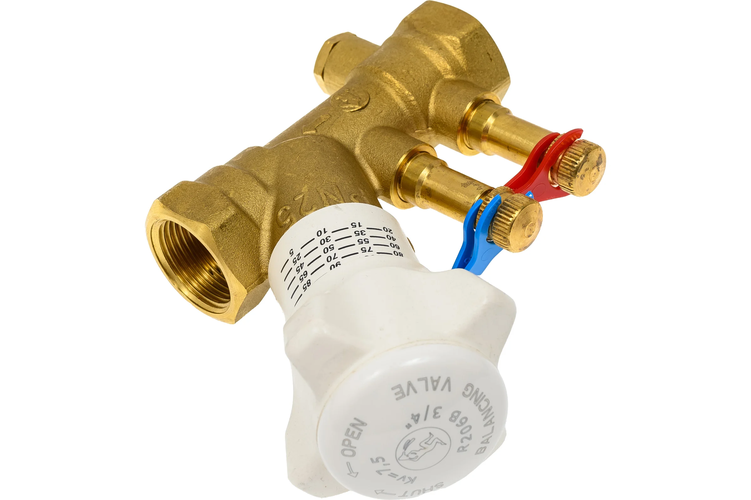 Клапан Giacomini R206B, DN-20, 3/4, ВВ, PN, бар-25, с измерительными штуцерами, со сливом R206BY004