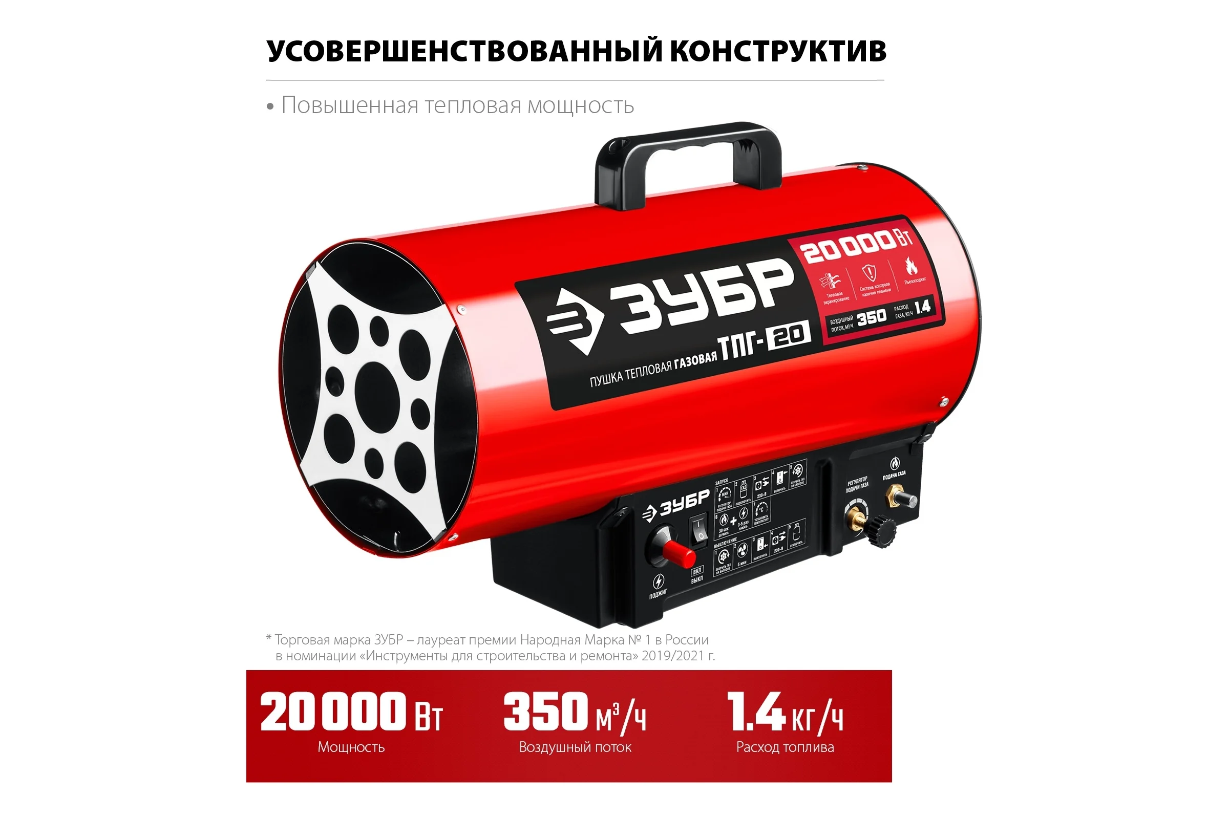 Газовая тепловая пушка ЗУБР 20 кВт ТПГ-20