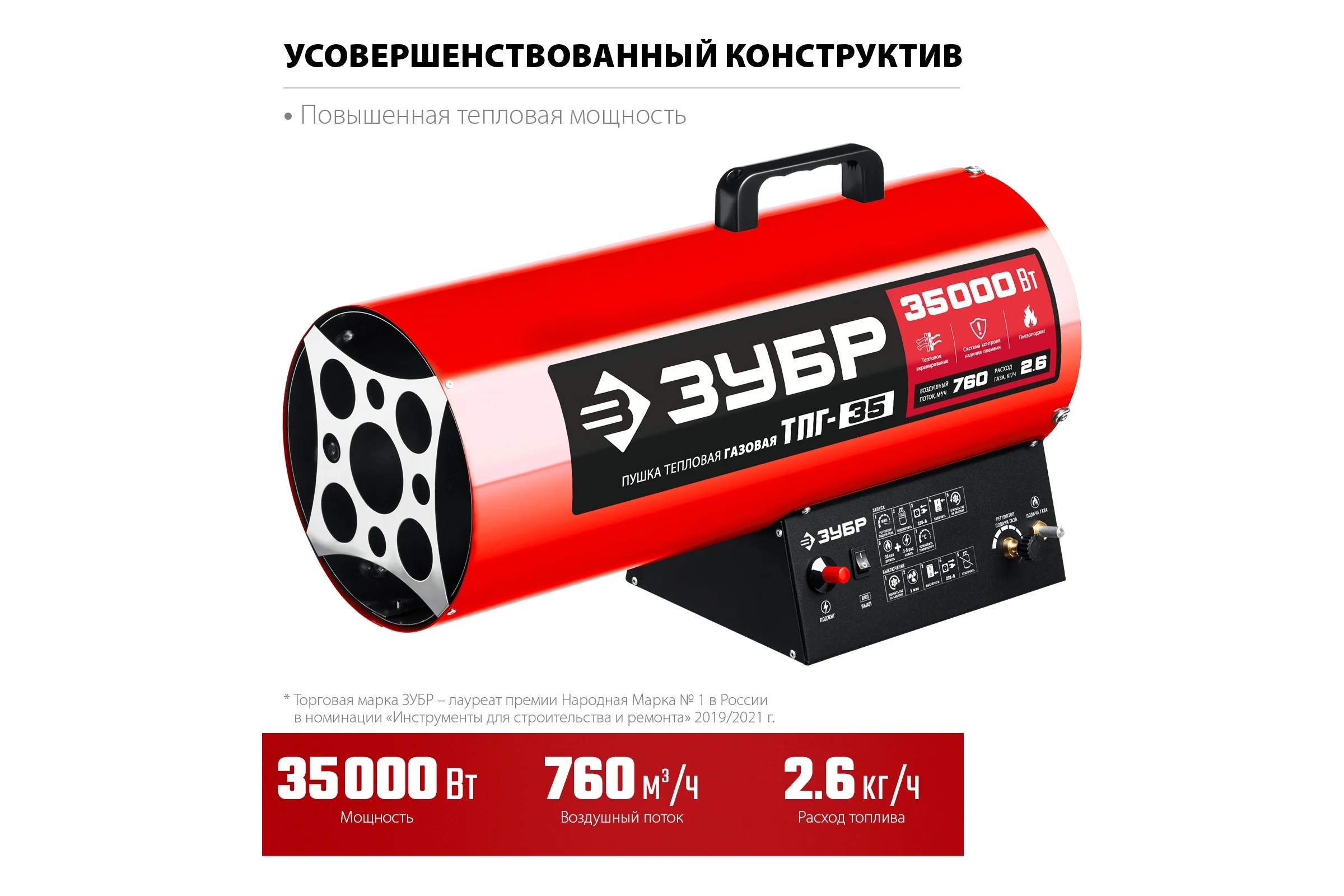Газовая тепловая пушка ЗУБР 35 кВт ТПГ-35