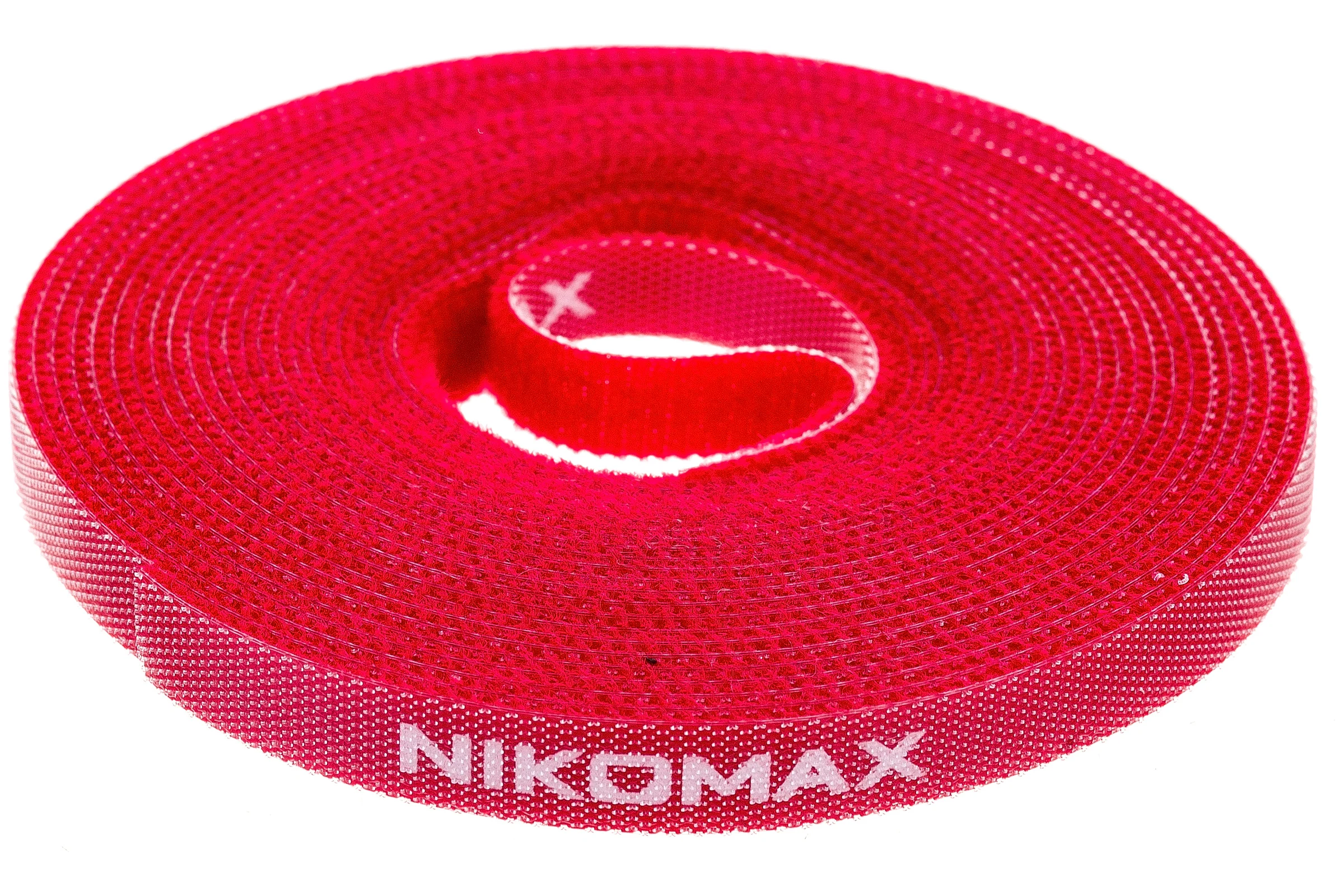 Стяжка-липучка NIKOMAX нарезаемая, в рулоне 5 м, ширина 9 мм, красная NMC-CTV05M-09-RL-RD
