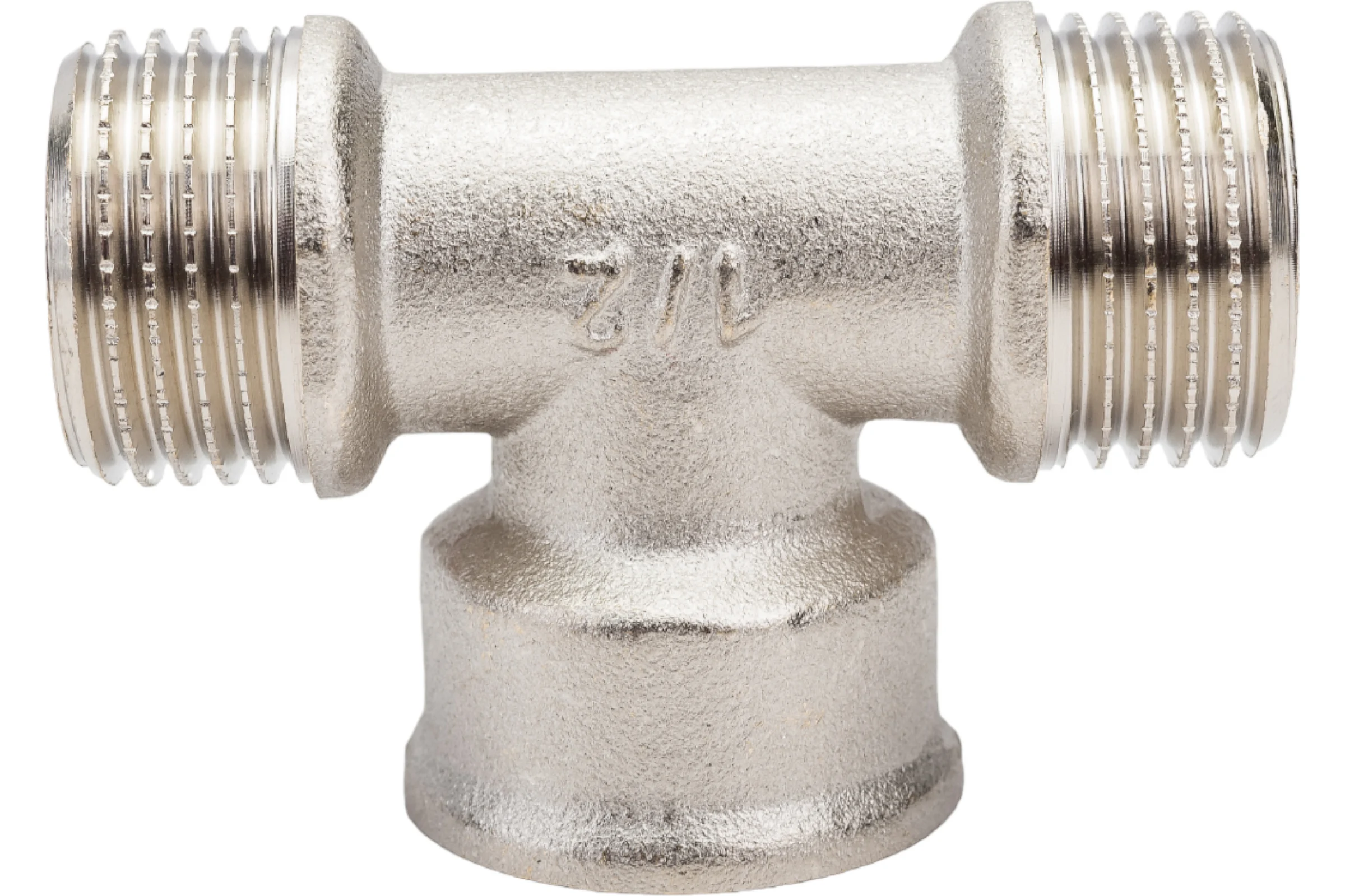 Тройник STI латунный Ду15 (1/2") Н-В-Н никелированный D270-05067