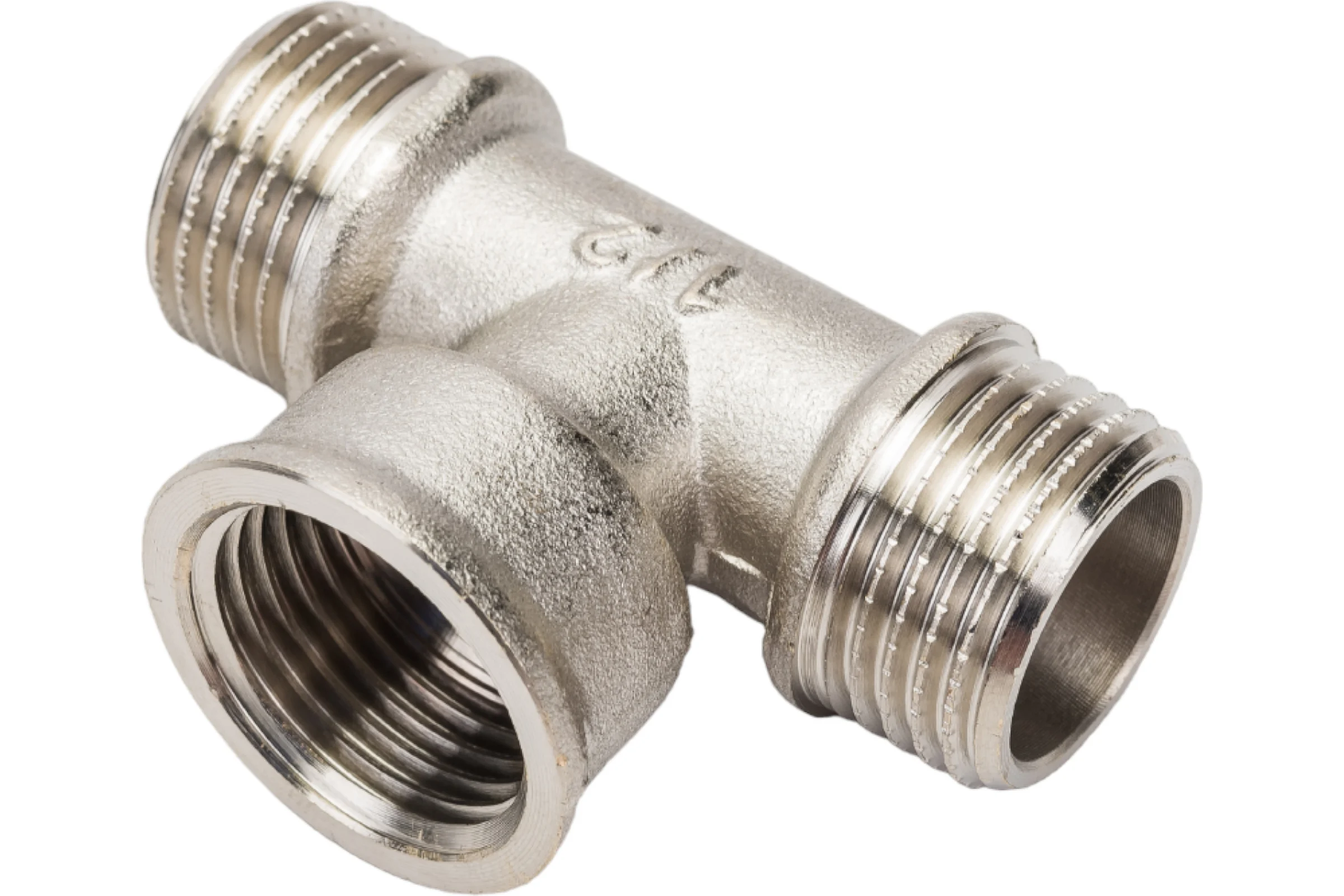 Тройник STI латунный Ду15 (1/2") Н-В-Н никелированный D270-05067