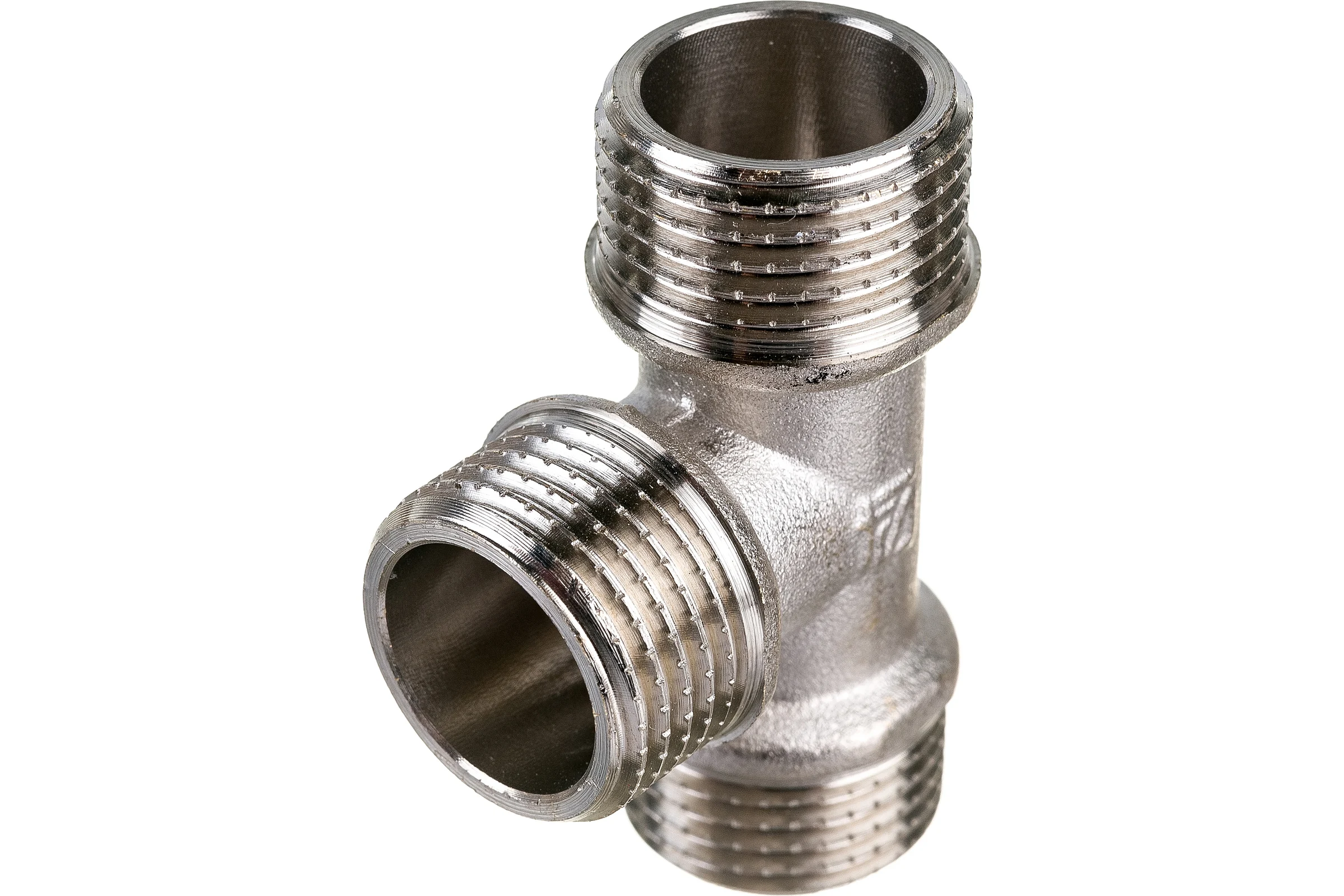 Тройник STI латунный Ду15 (1/2") Н-Н-Н никелированный D190-00073