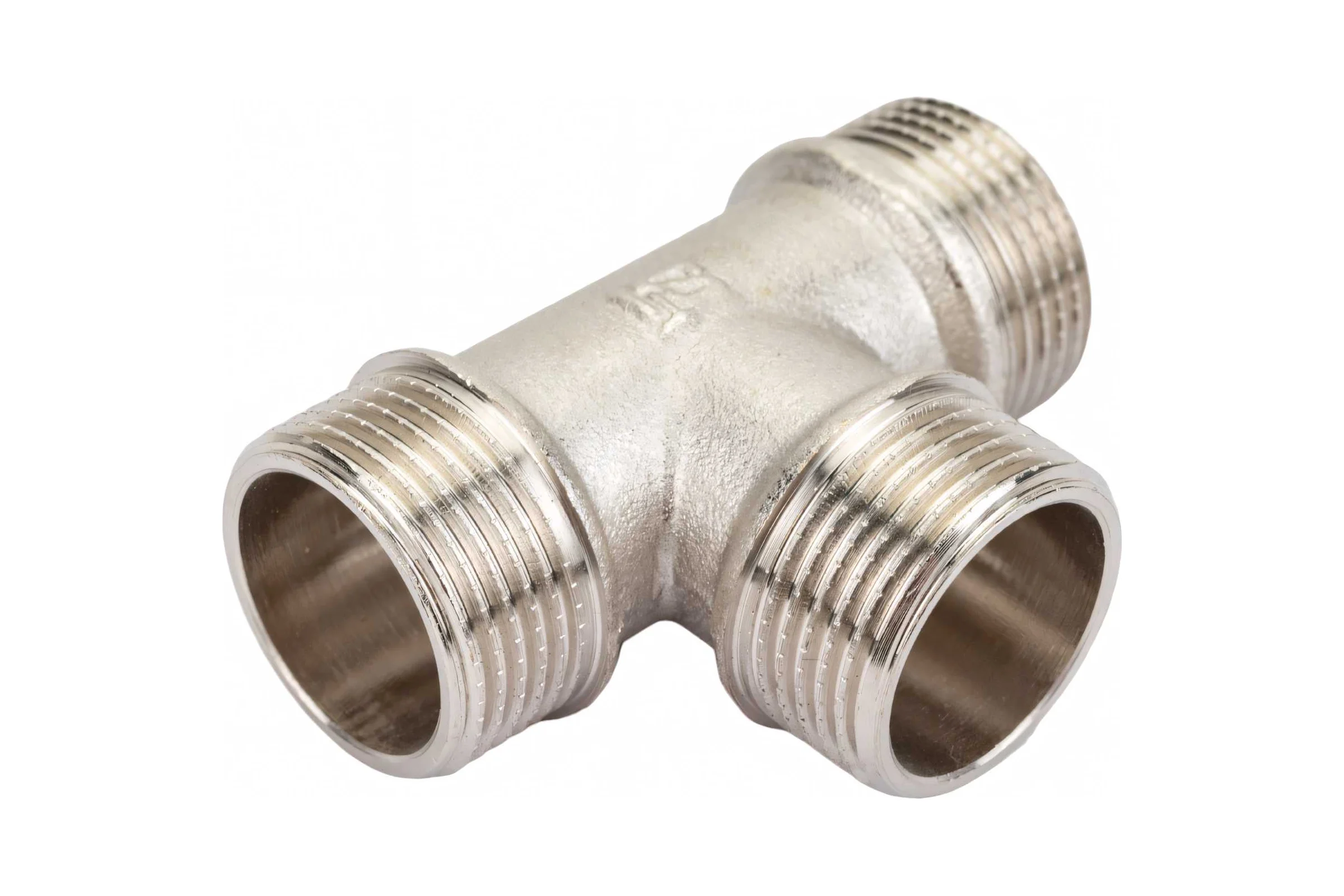 Тройник STI латунный Ду20 (3/4") Н-Н-Н никелированный D190-00077