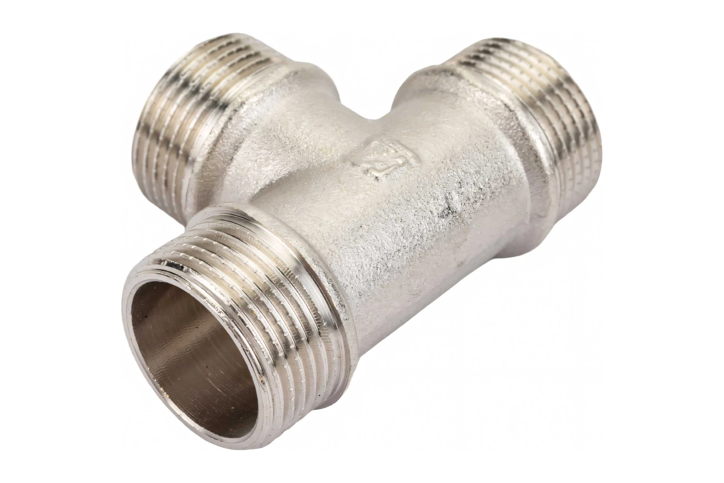 Тройник STI латунный Ду20 (3/4") Н-Н-Н никелированный D190-00077