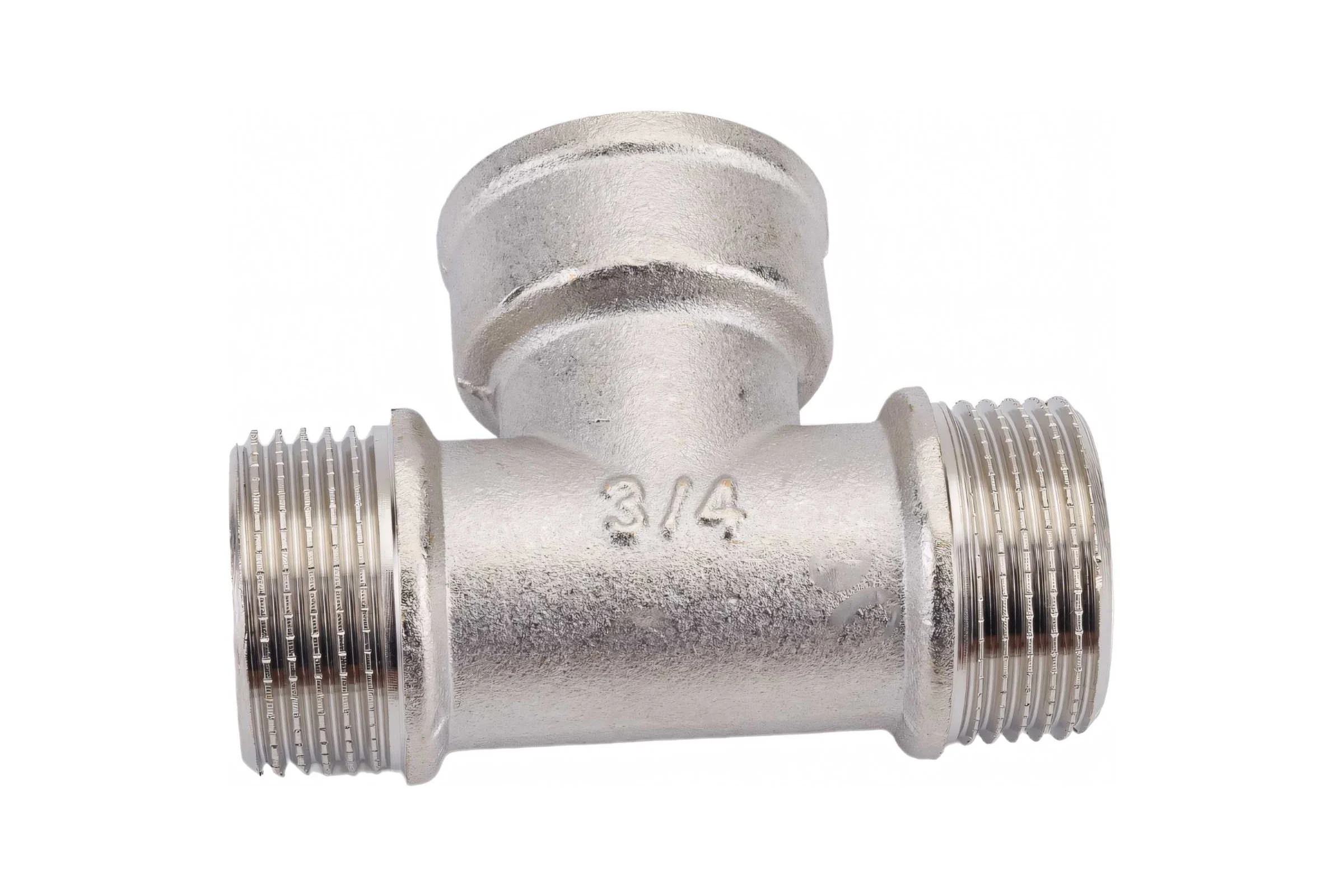Тройник STI латунный Ду20 (3/4") Н-В-Н никелированный D190-00076