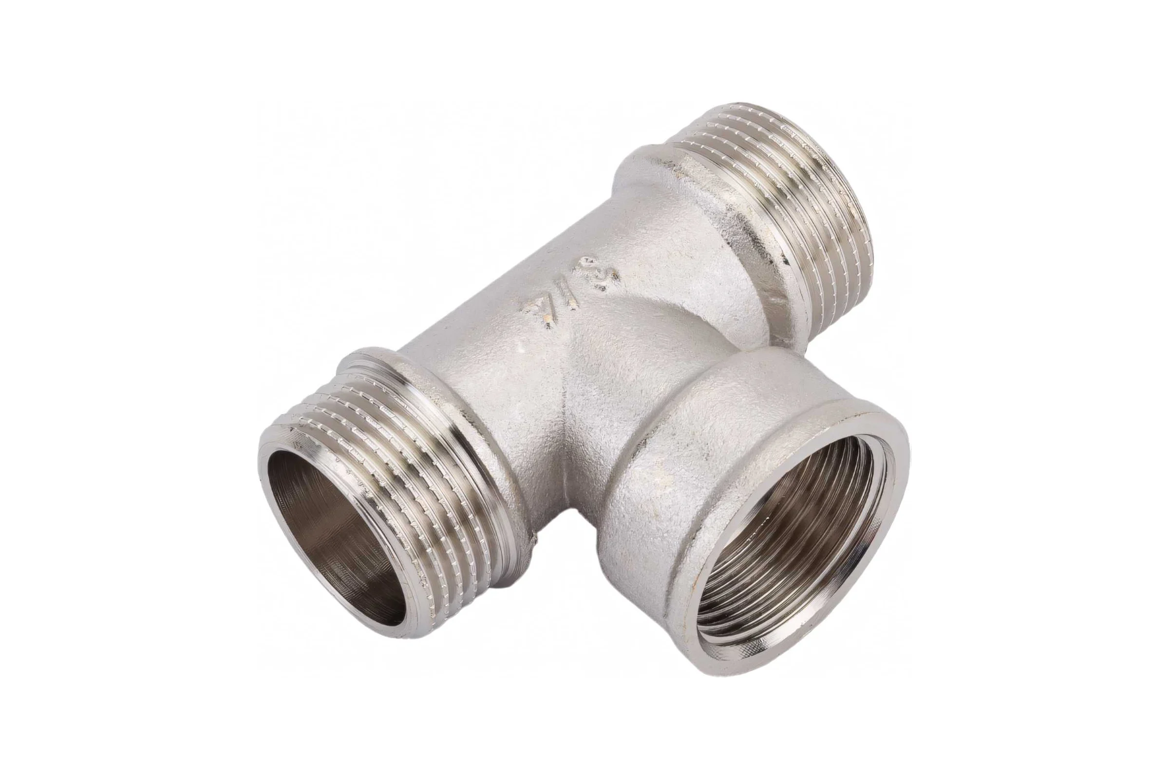 Тройник STI латунный Ду20 (3/4") Н-В-Н никелированный D190-00076