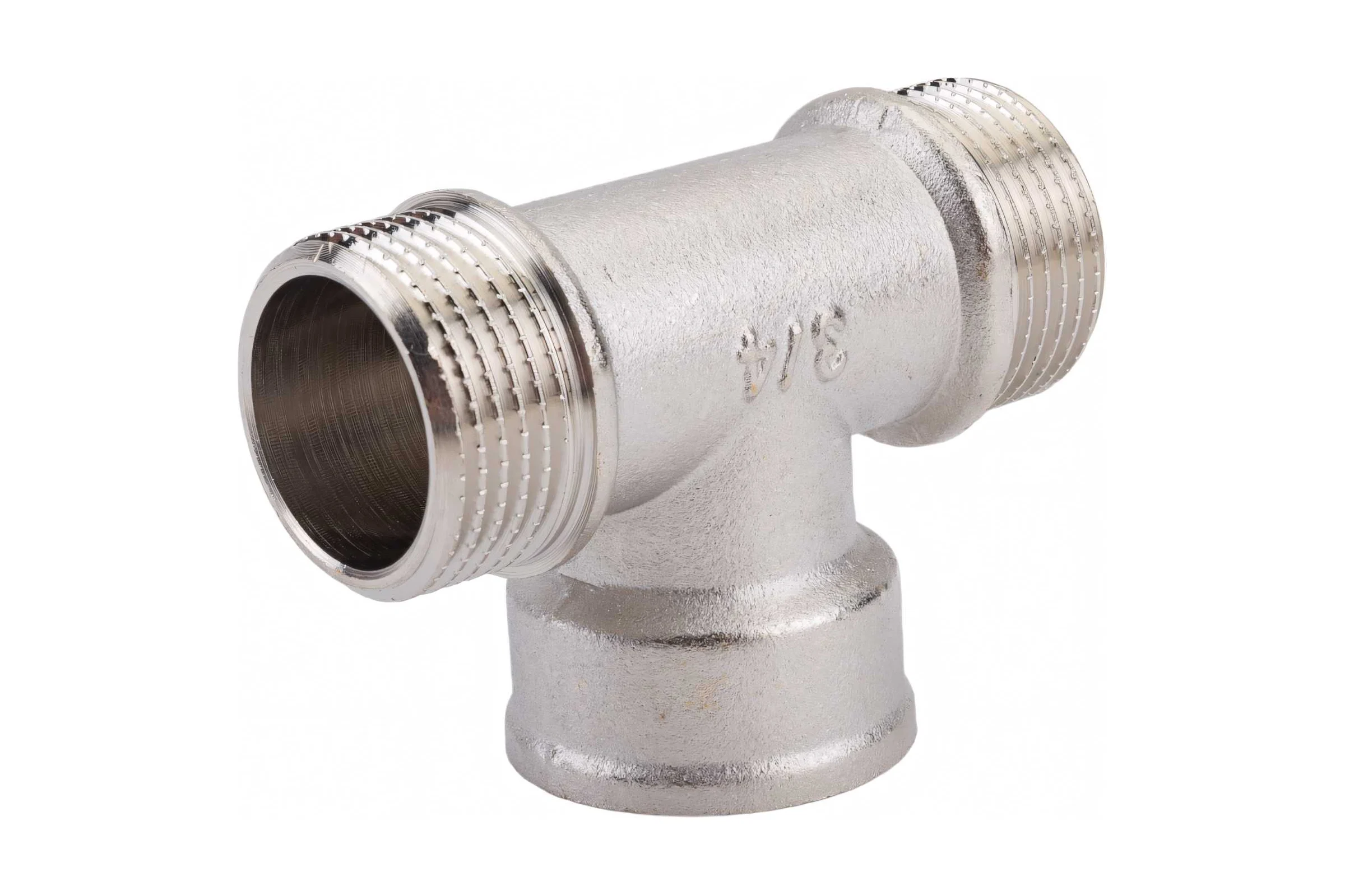 Тройник STI латунный Ду20 (3/4") Н-В-Н никелированный D190-00076