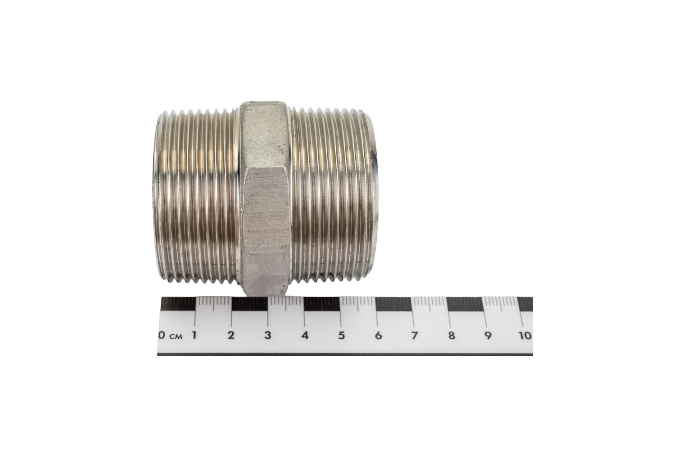 Шестигранный ниппель TITAN LOCK с наружной резьбой BSP 1 1/2" с обеих сторон, нержавеющая сталь TL1.1/2HNSS
