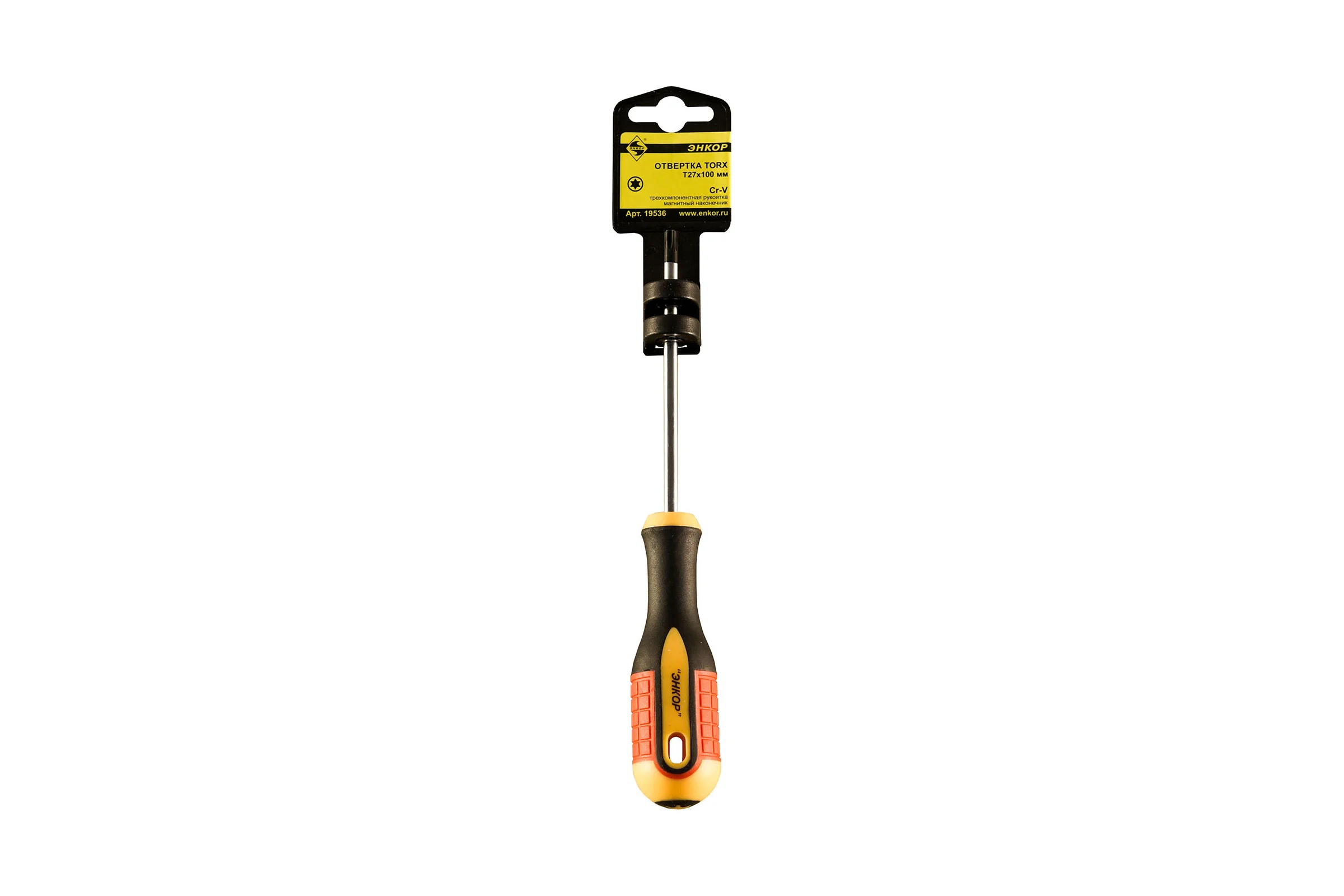 Отвертка Энкор Torx T27x100мм трех комп рук 19536