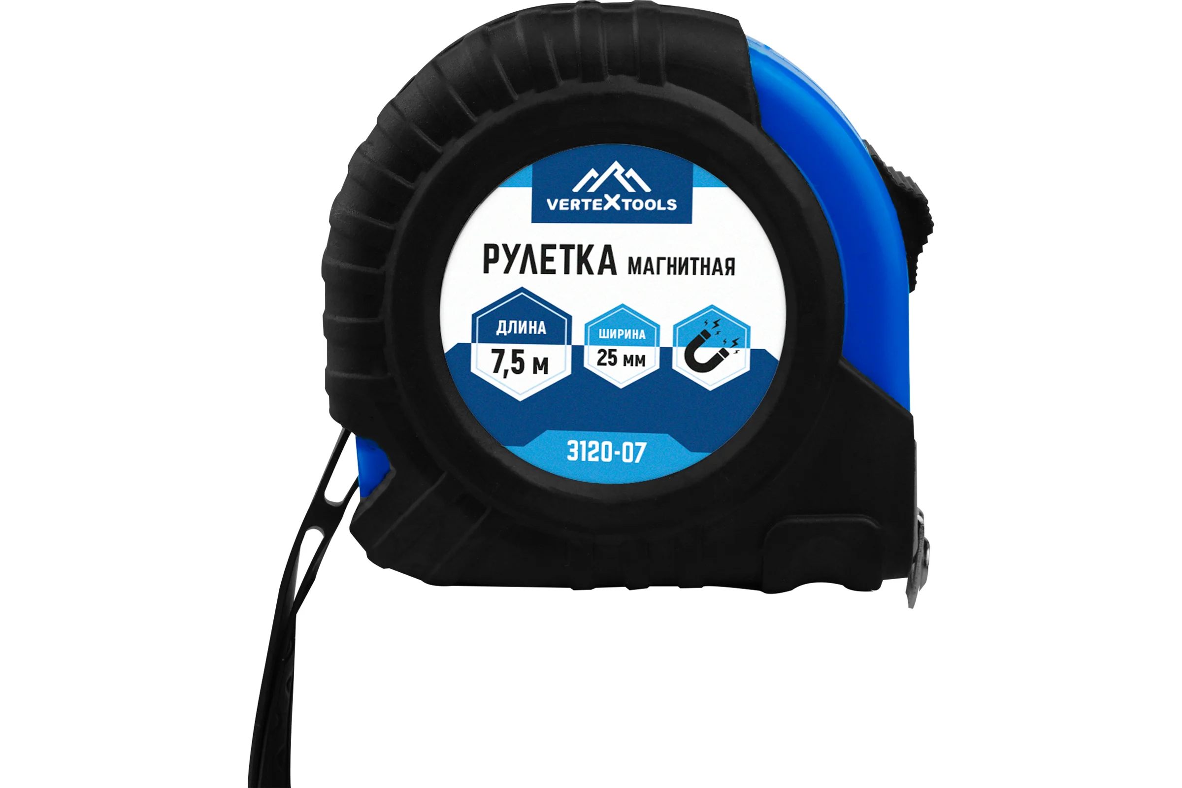 Рулетка vertextools магнитная 7,5х25 мм 3120-07