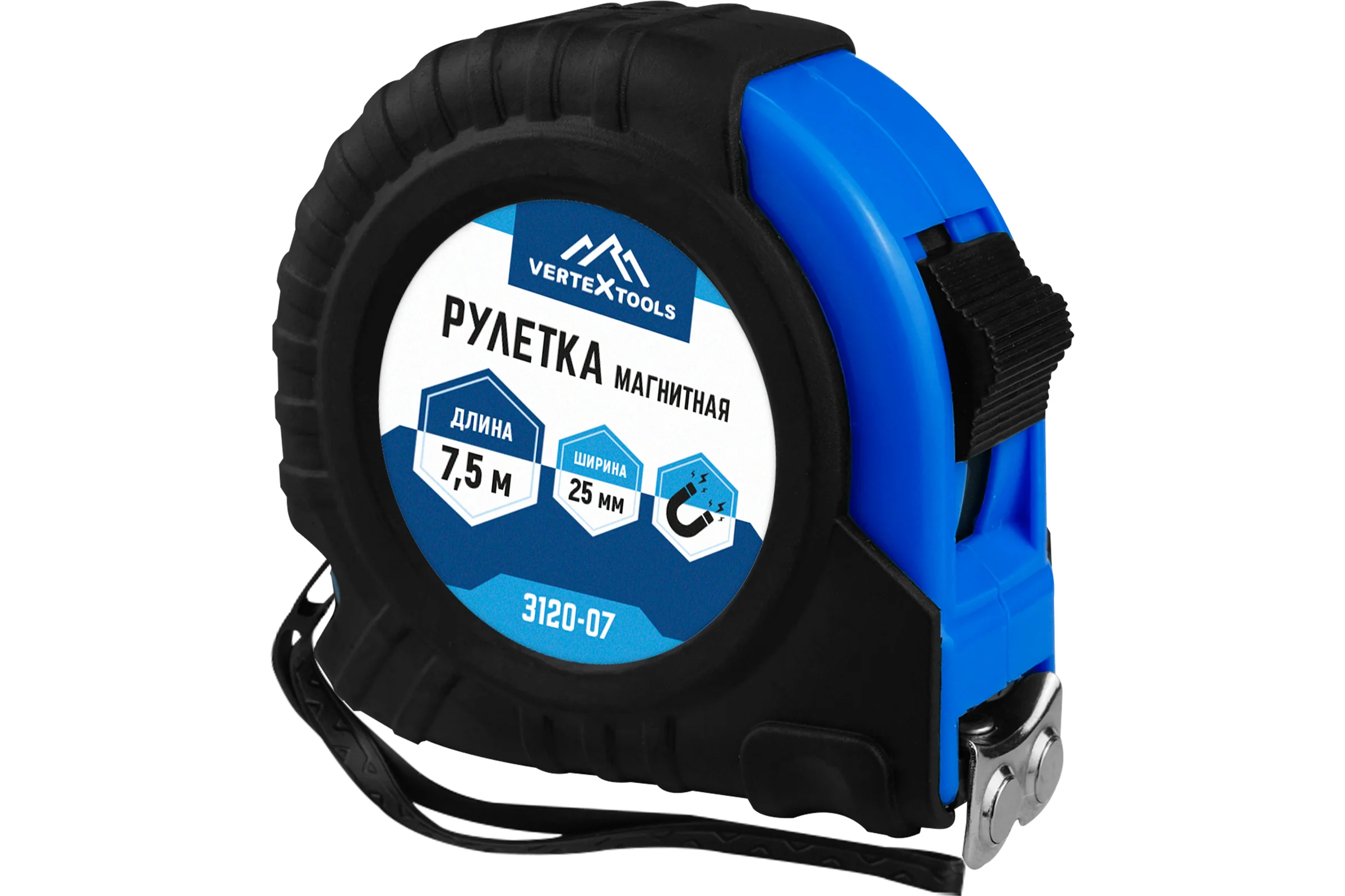 Рулетка vertextools магнитная 7,5х25 мм 3120-07