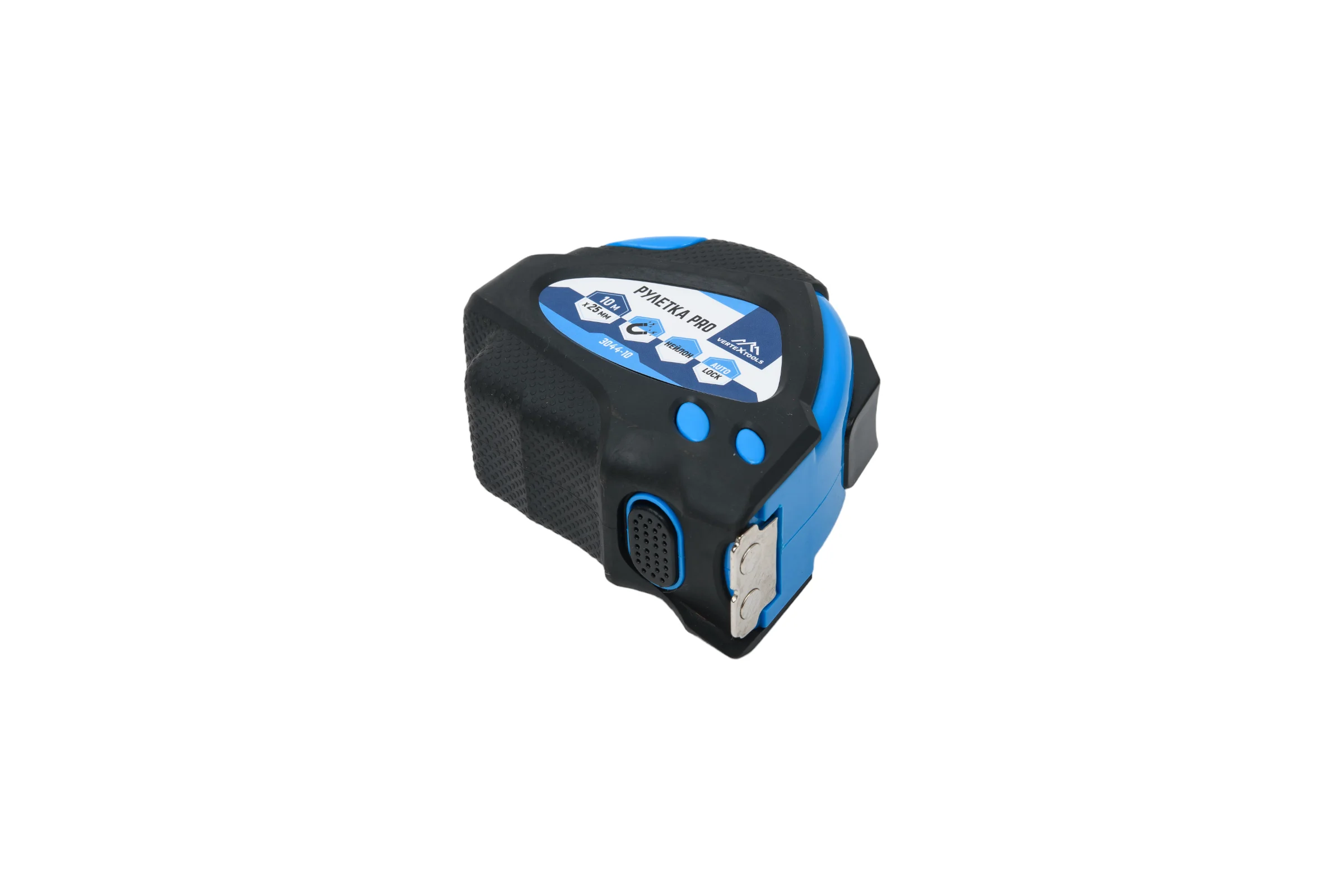 Рулетка vertextools нейлоновая 10х25 мм, автостоп 3044-10